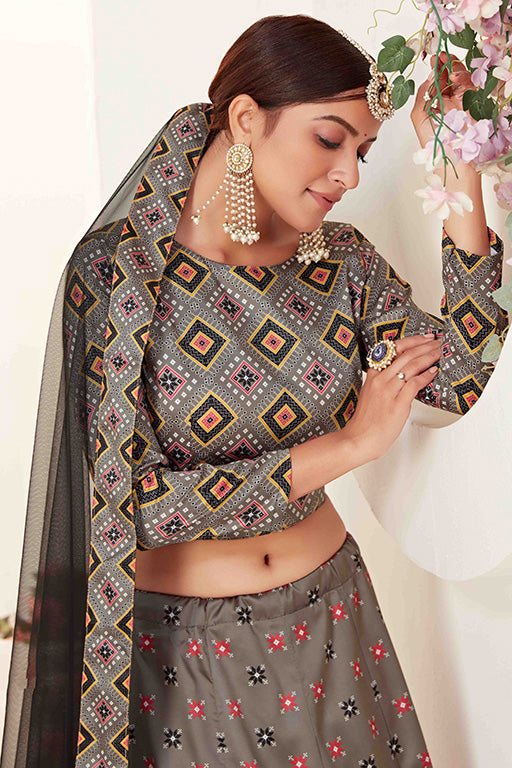 Grey Colour Silk Designer Lehenga Choli VSLC1240091