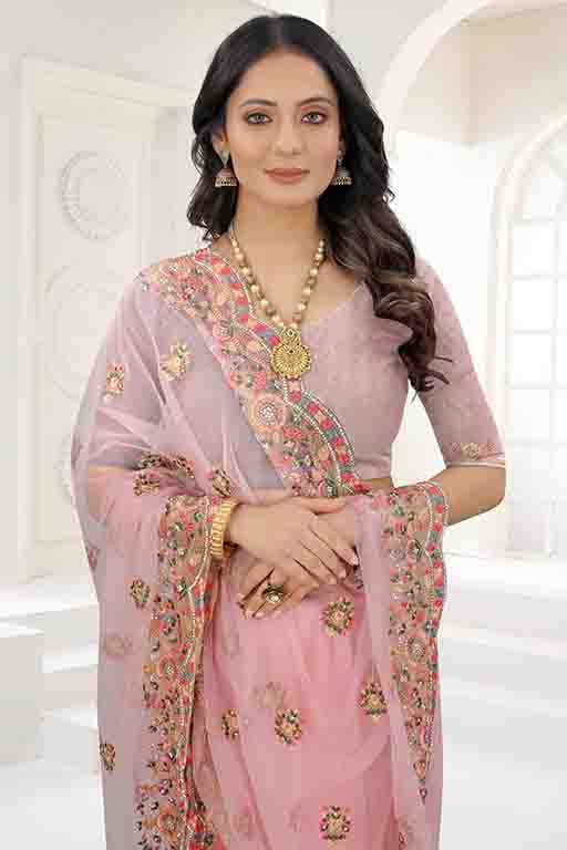 Lavender Colour Net Designer Saree VSSD1090546