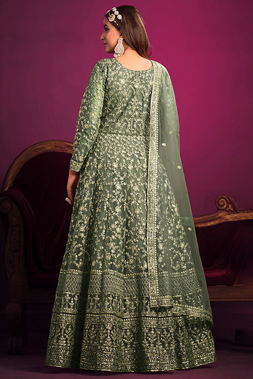 Light Grey Colour Net Anarkali Suit VSSM1050354