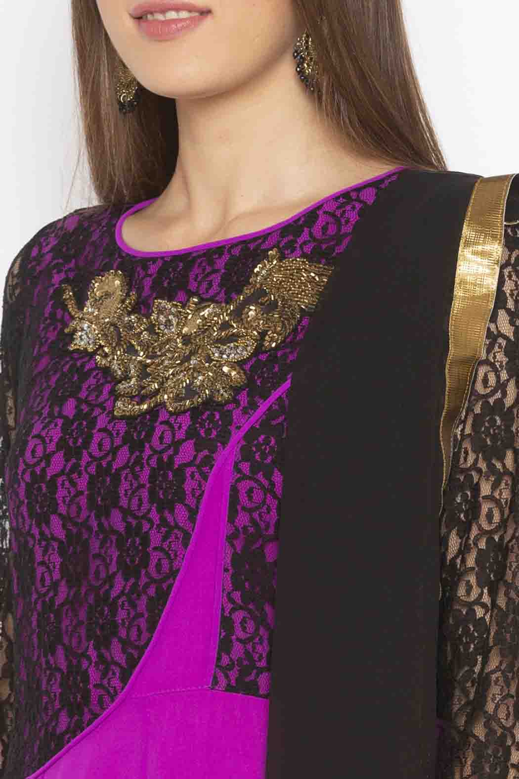 Magenta Colour Plus Size Georgette Embroidery Palazzo Pant Suit VSSS1070329