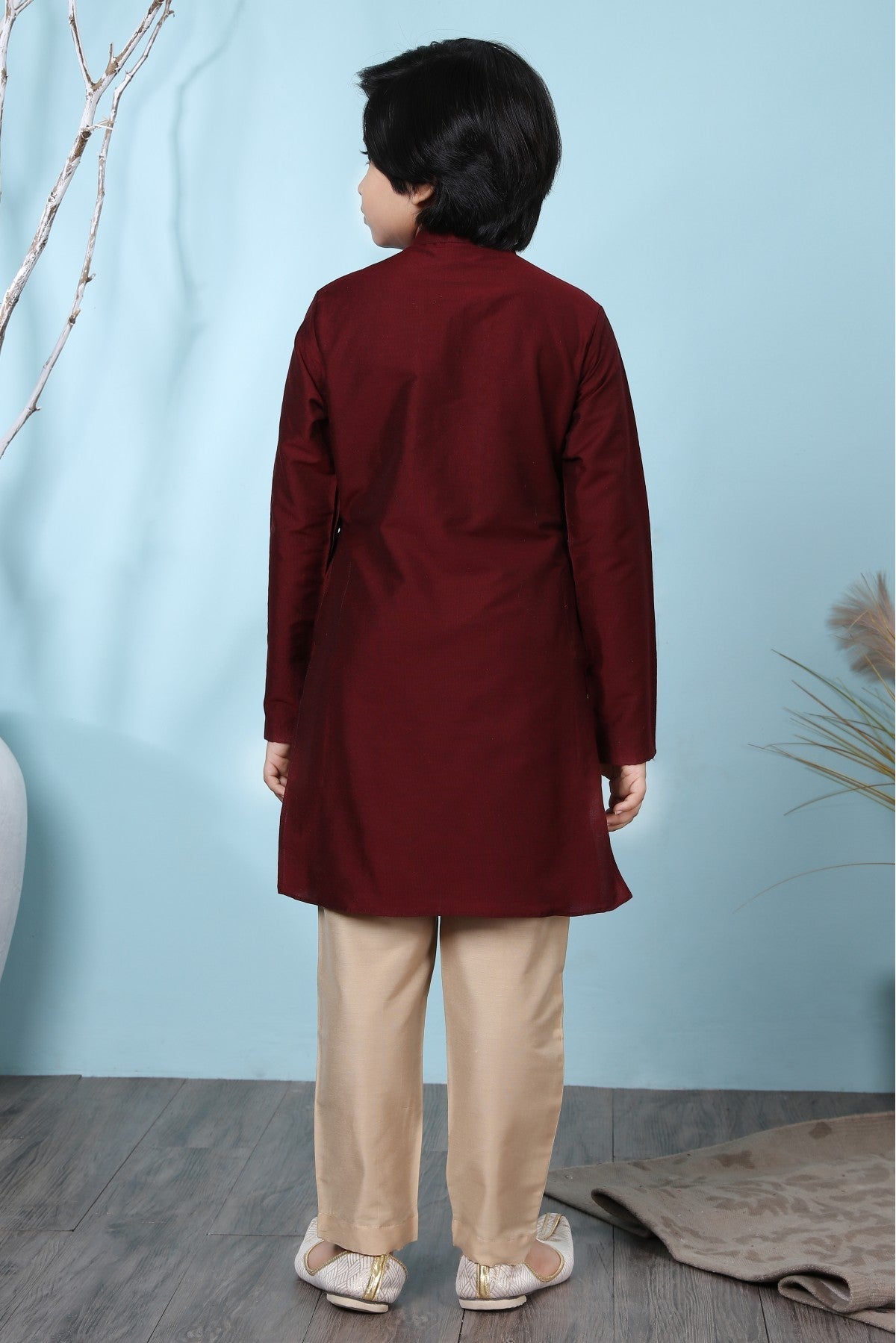 Maroon Colour Cotton Silk Kurta Pajama VSBW1070068