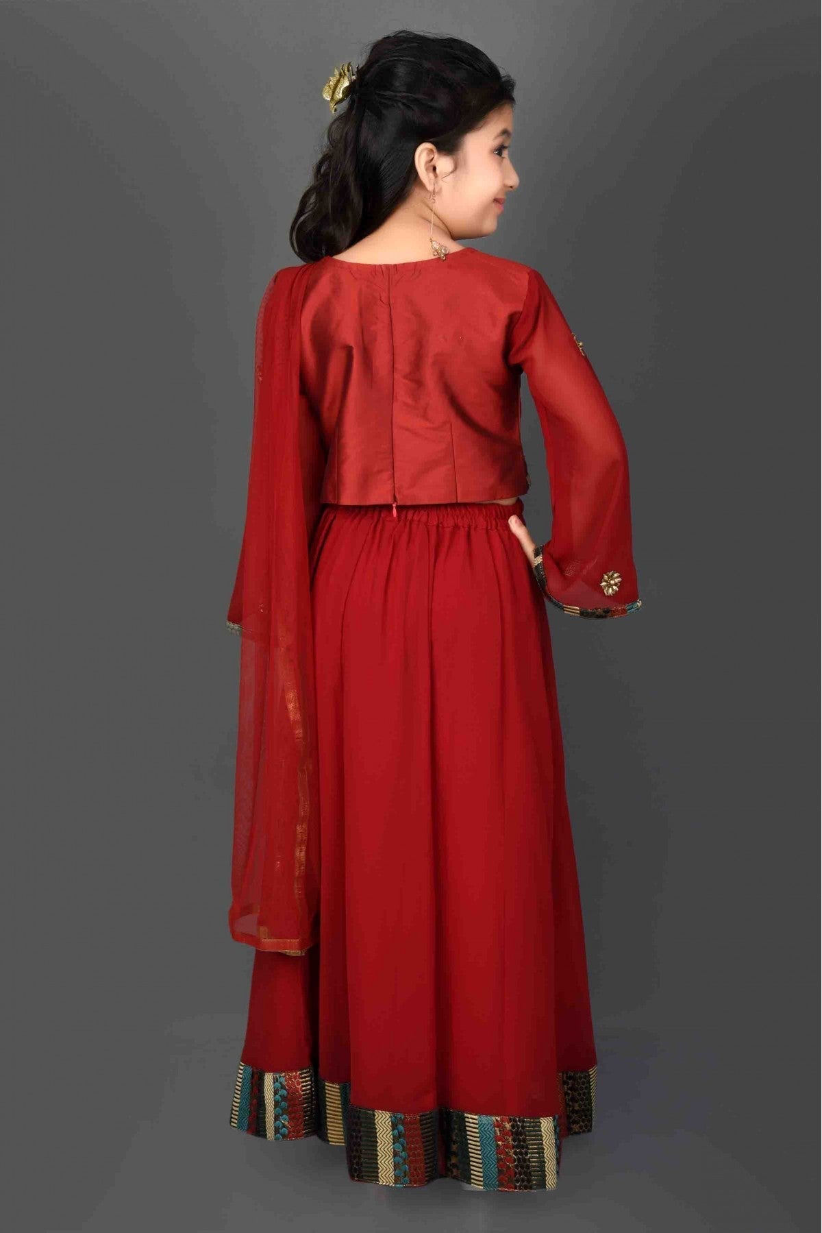 Maroon Colour Faux Georgette Embroidery Lehenga Choli VSGW1070046