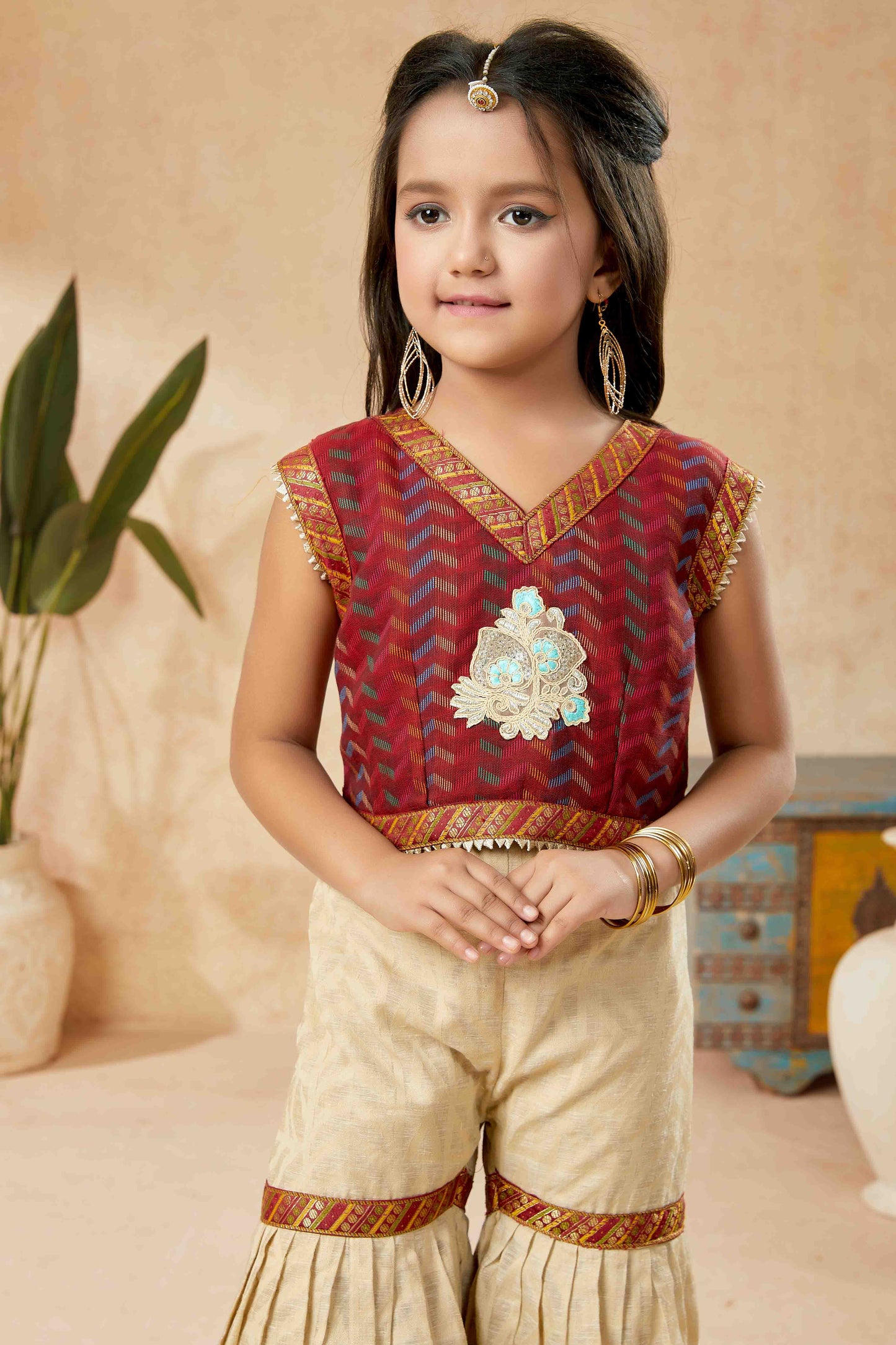 Maroon Colour Handloom Silk Sharara Suit VSGW1070745