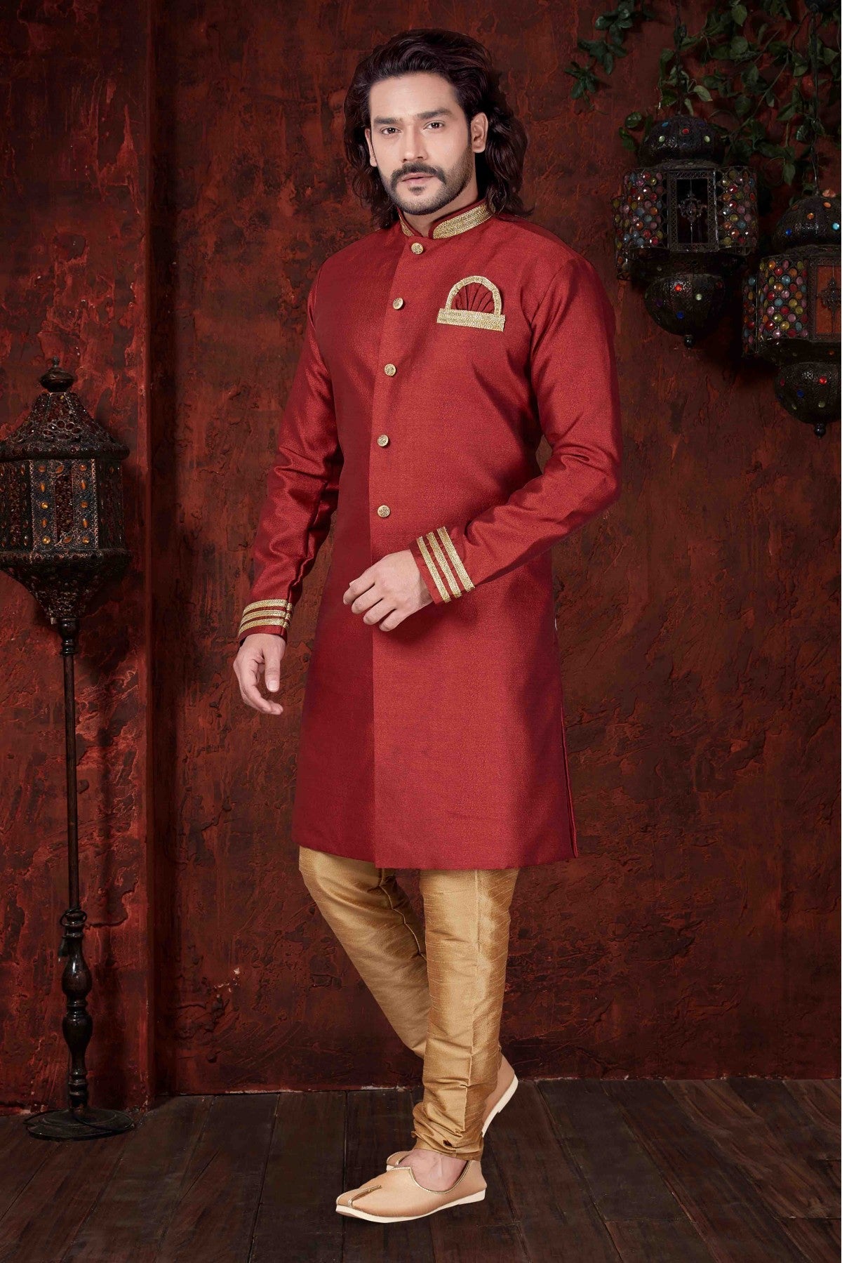 Maroon Colour Kurta Pajama In Silk Fabric VSKP1040036