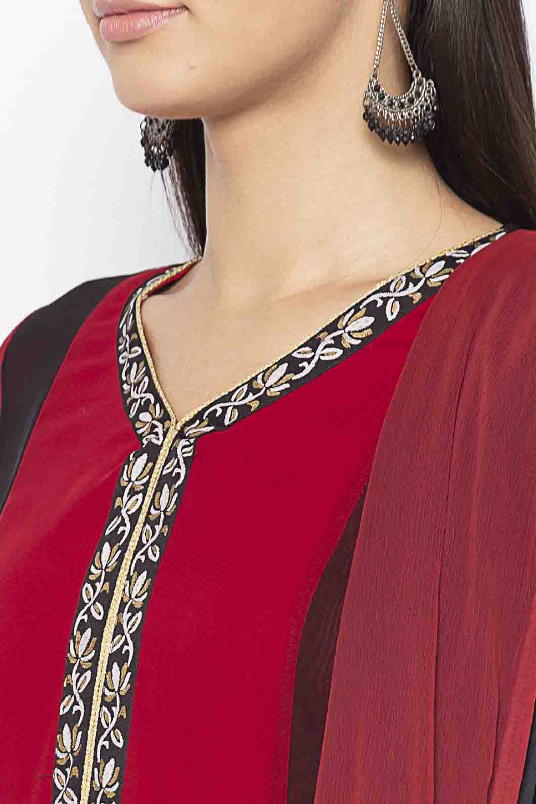 Maroon Colour Plus Size Georgette Embroidery Anarkali Suit VSSS1070331