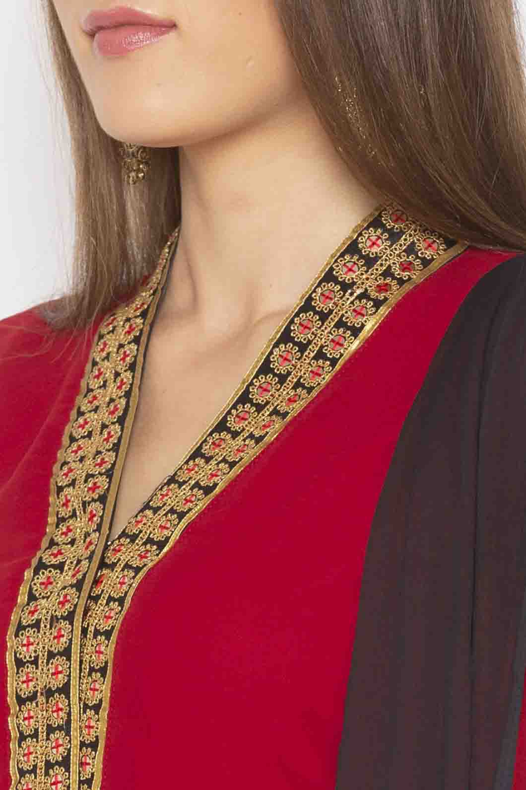 Maroon Colour Plus Size Georgette Embroidery Palazzo Pant Suit VSSS1070335