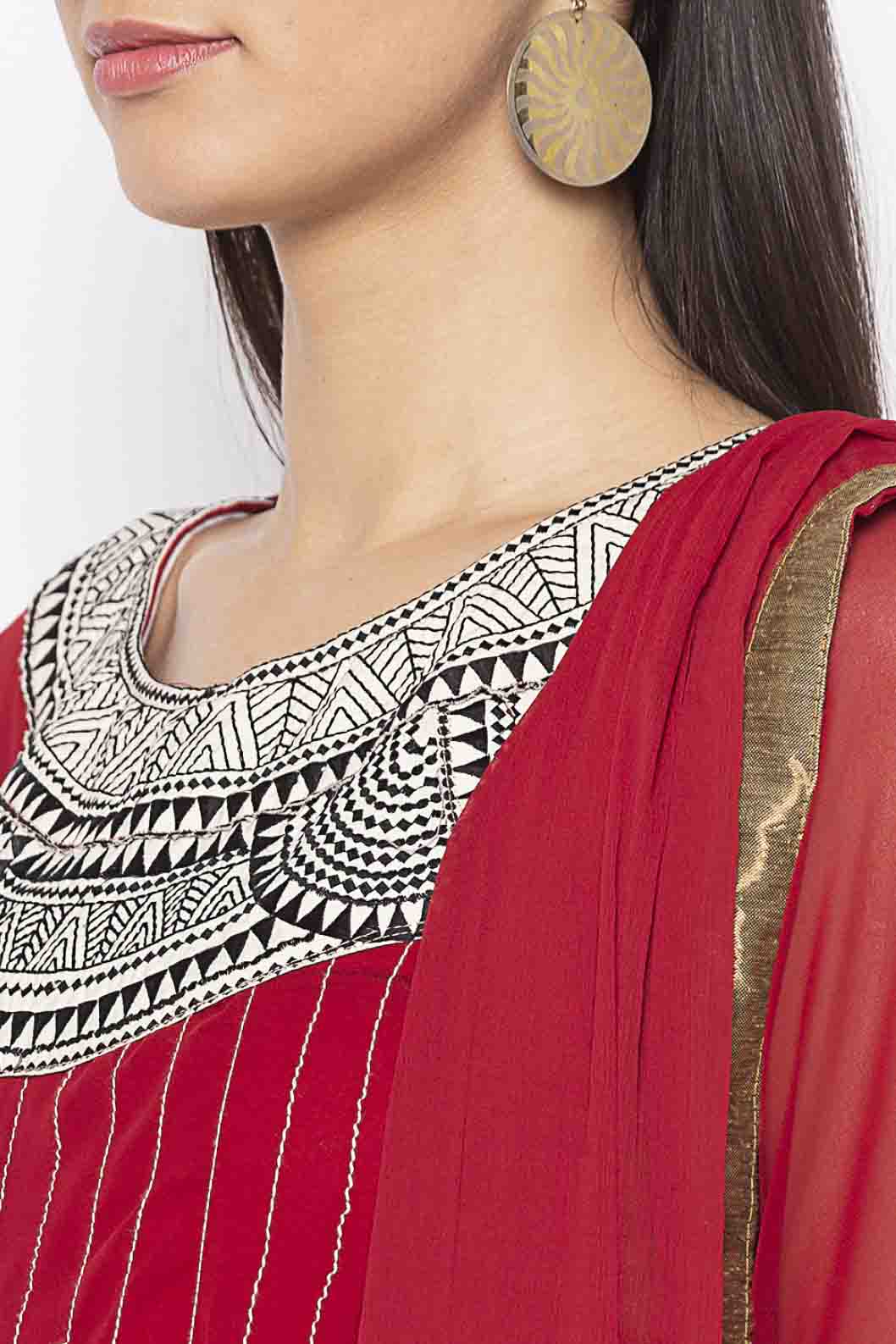 Maroon Colour Plus Size Georgette Embroidery Palazzo Pant Suit VSSS1070337