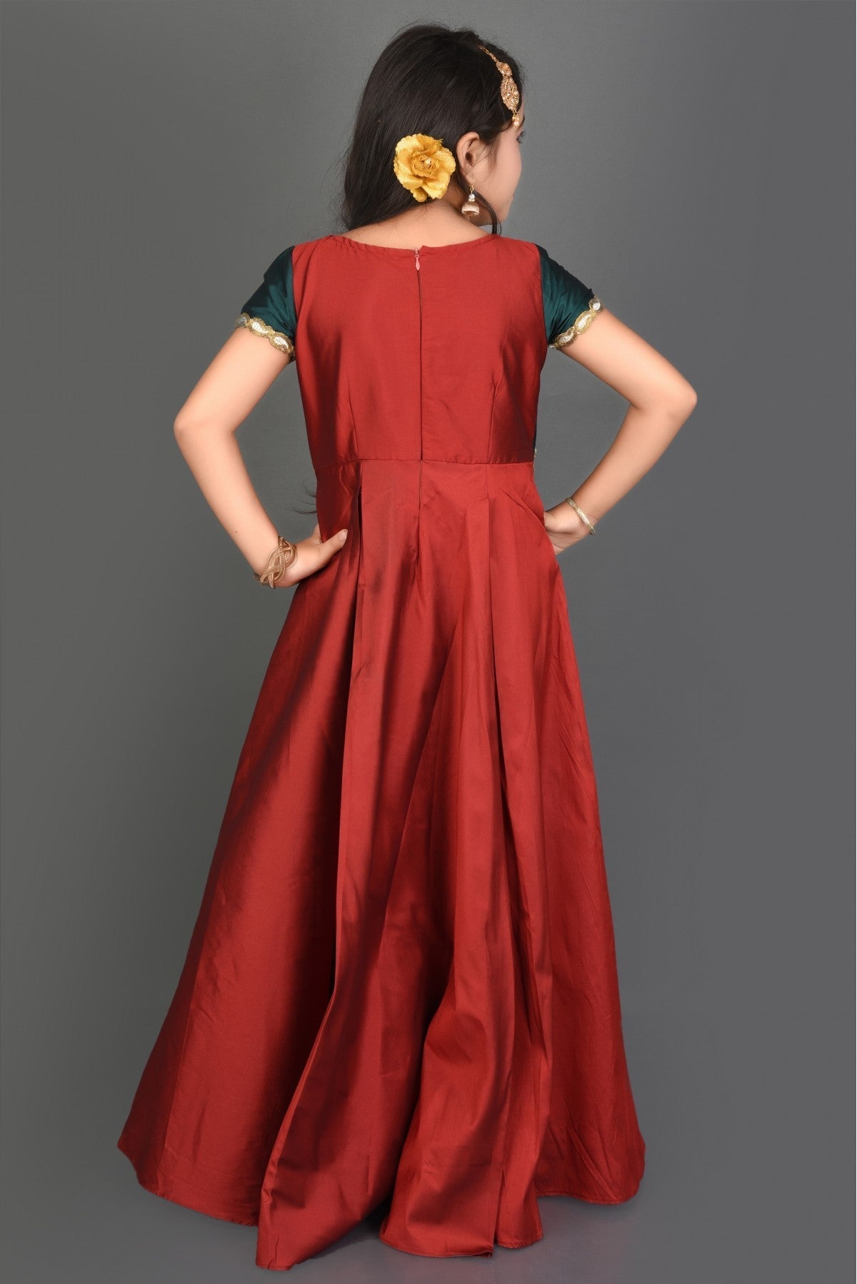 Maroon Colour Taffeta Lace Work Kurti VSGW1070038