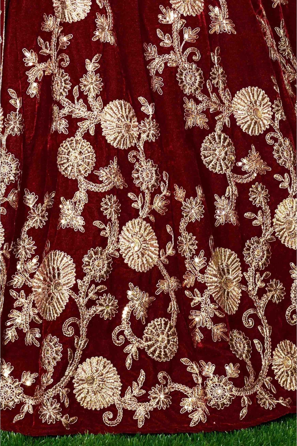 Maroon Colour Velvet and Silk Lehenga Choli VSLC1010040
