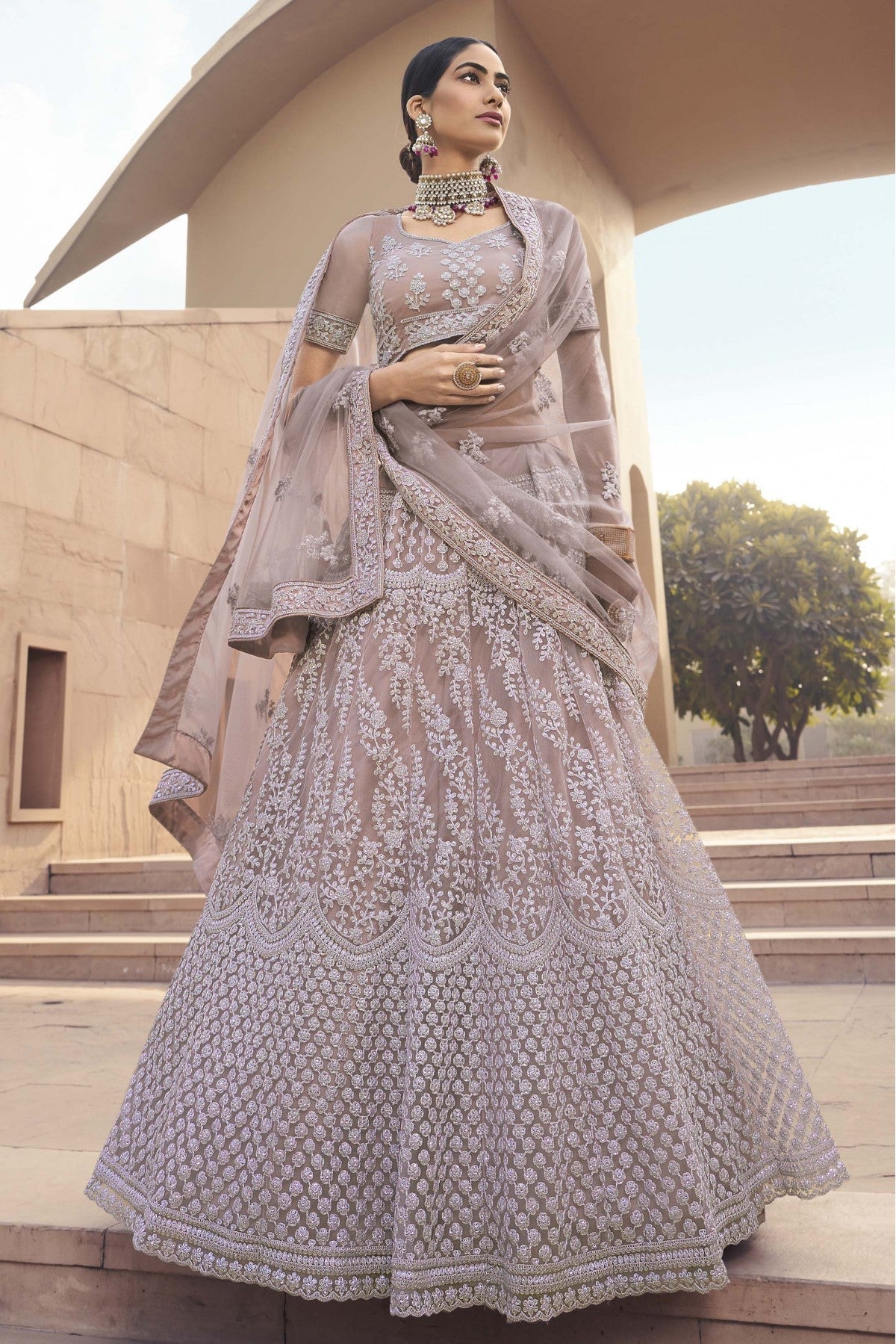 Mauve Colour Soft Net Sequins Work Lehenga Choli VSLC1080535