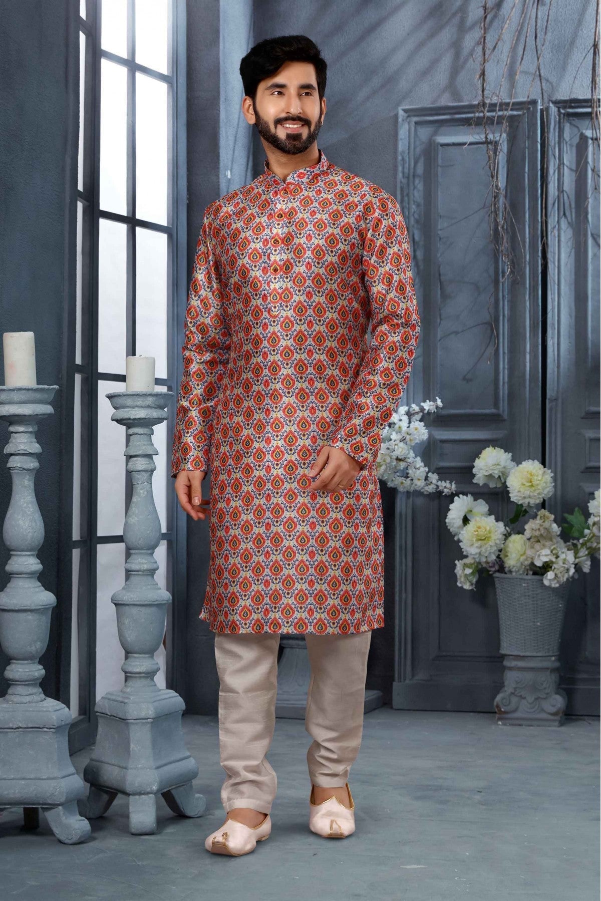Multicolour Kurta Pajama In Silk Fabric VSKP1040132