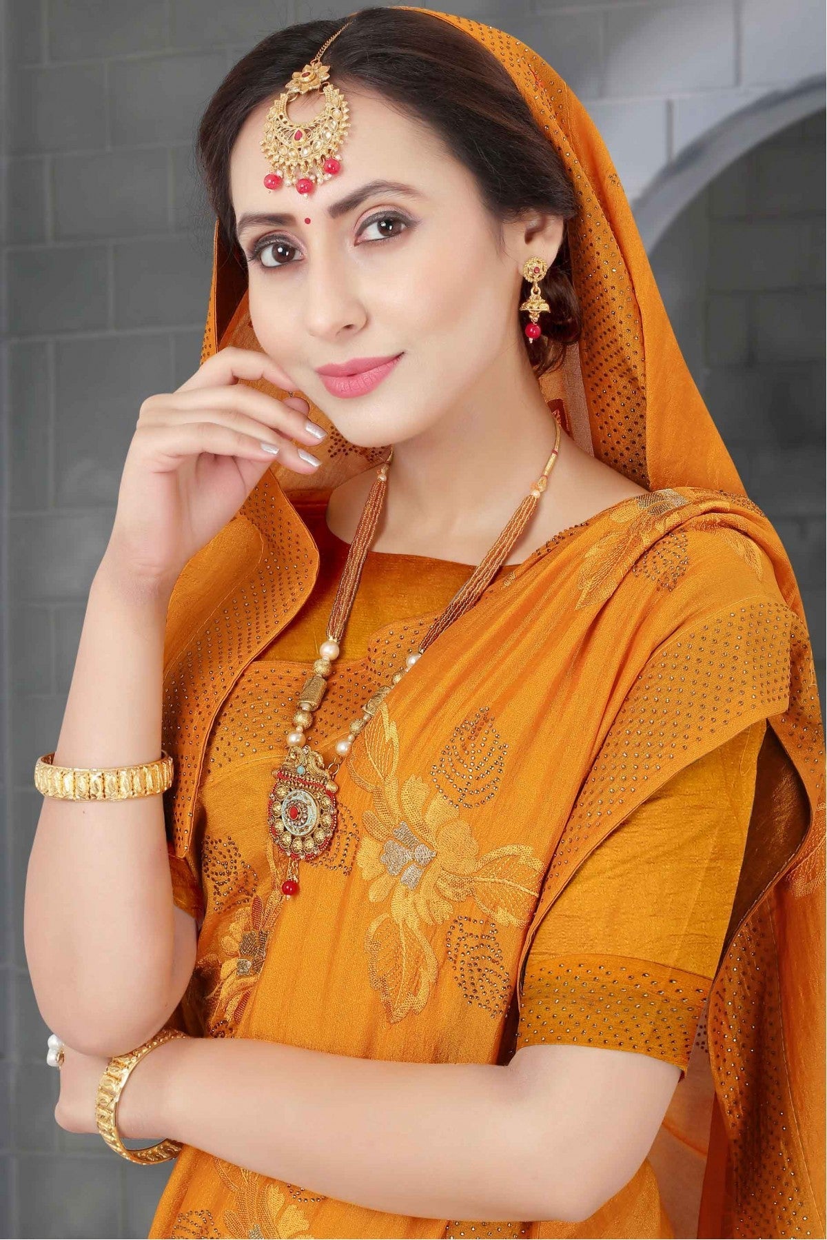 Mustard Colour Vichitra Silk Designer Saree VSSD1120671