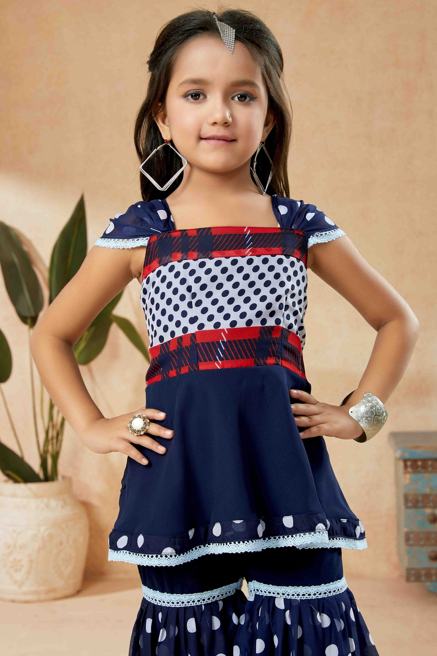 Navy Blue Colour Faux Georgette Sharara Suit VSGW1070769