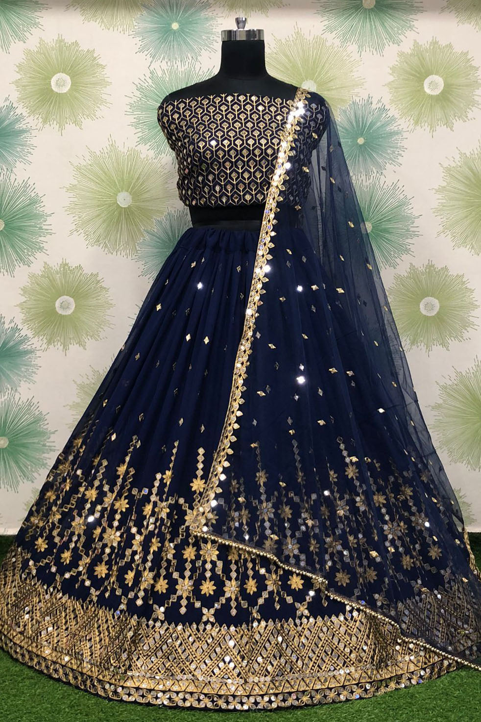Navy Blue Colour Georgette Embroidery Lehenga Choli VSLC1020138