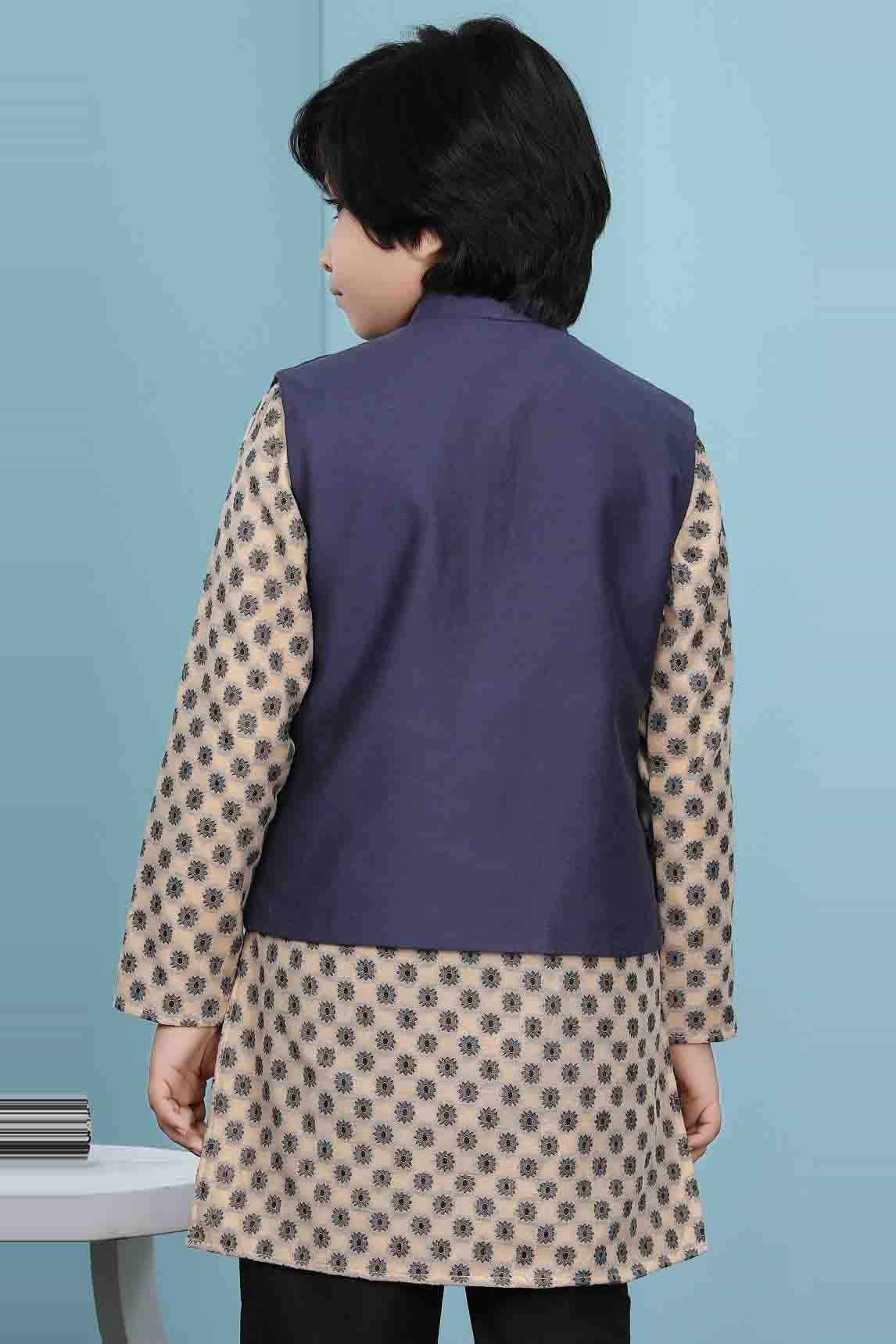 Navy Blue Colour Handloom Silk Jacket VSBW1070143