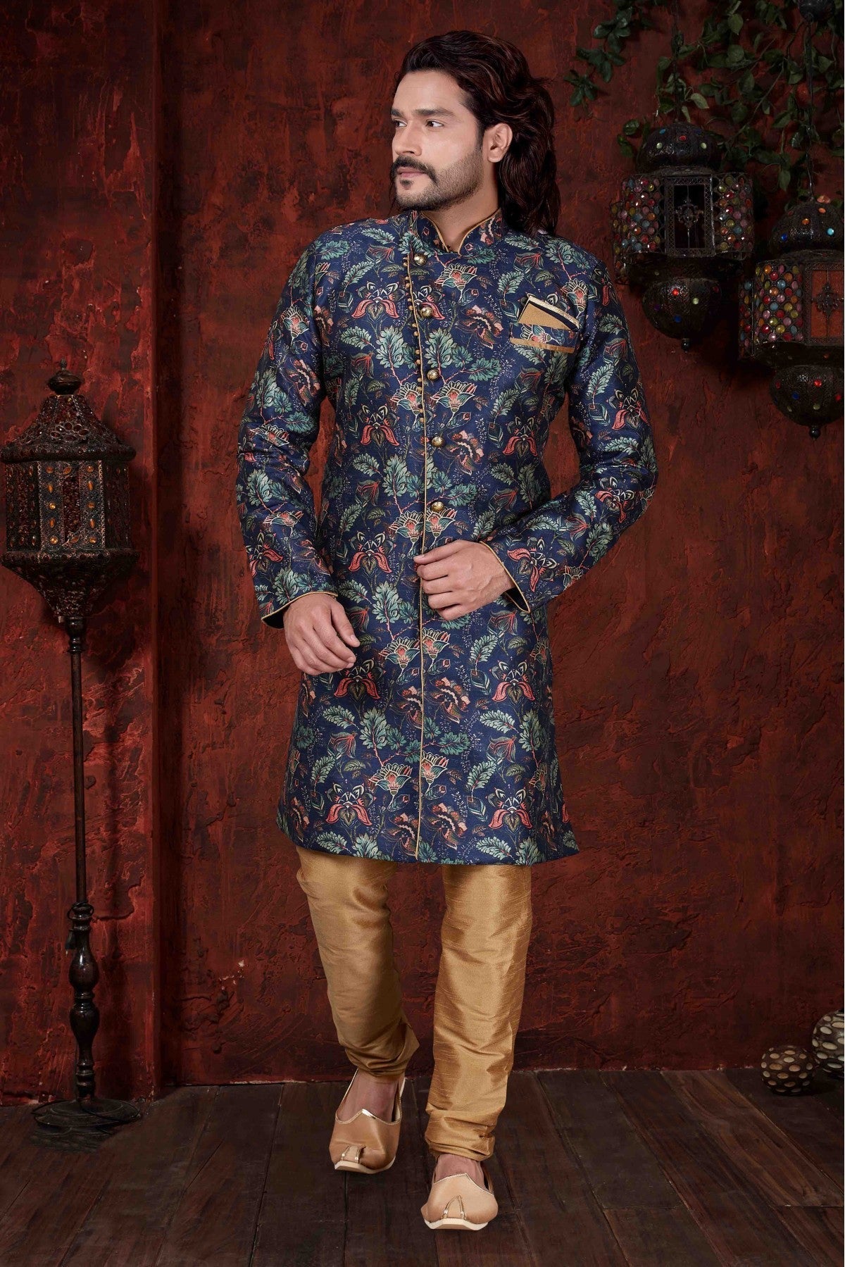 Navy Blue Colour Kurta Pajama In Silk Fabric VSKP1040026