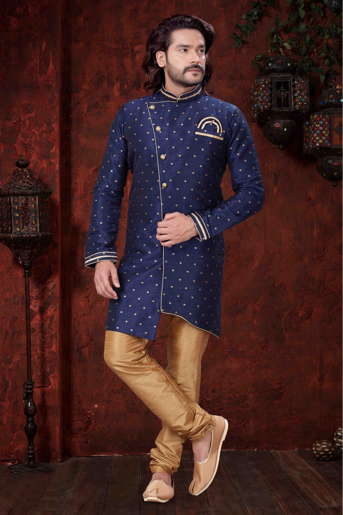 Navy Blue Colour Kurta Pajama In Silk Fabric VSKP1040040