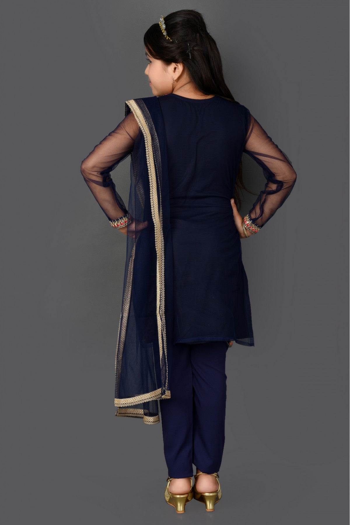 Navy Blue Colour Net Embroidery Salwar Suit Set VSGW1070054