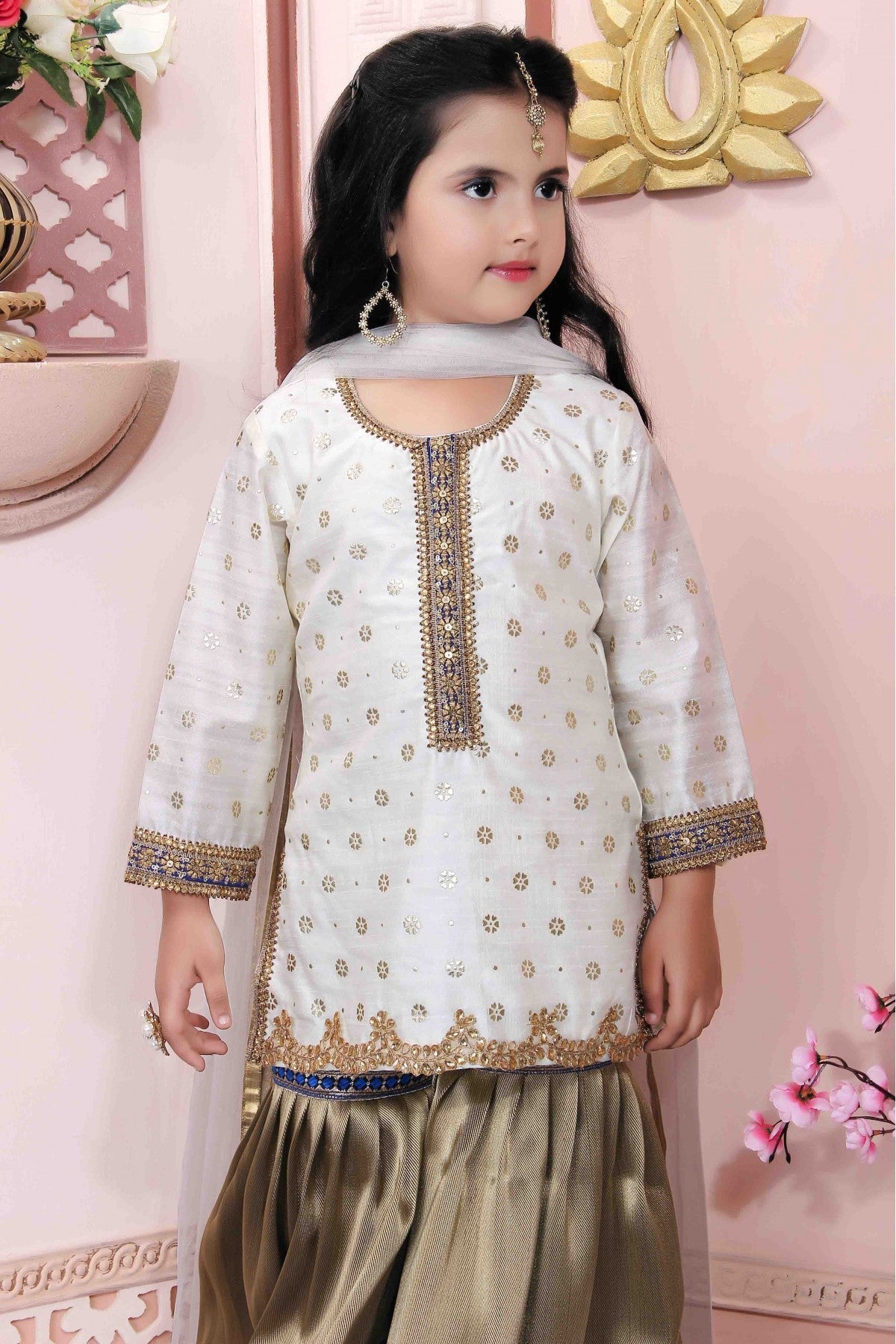 Off White Colour Chanderi Silk Party Wear Sharara Suit VSGW1070017