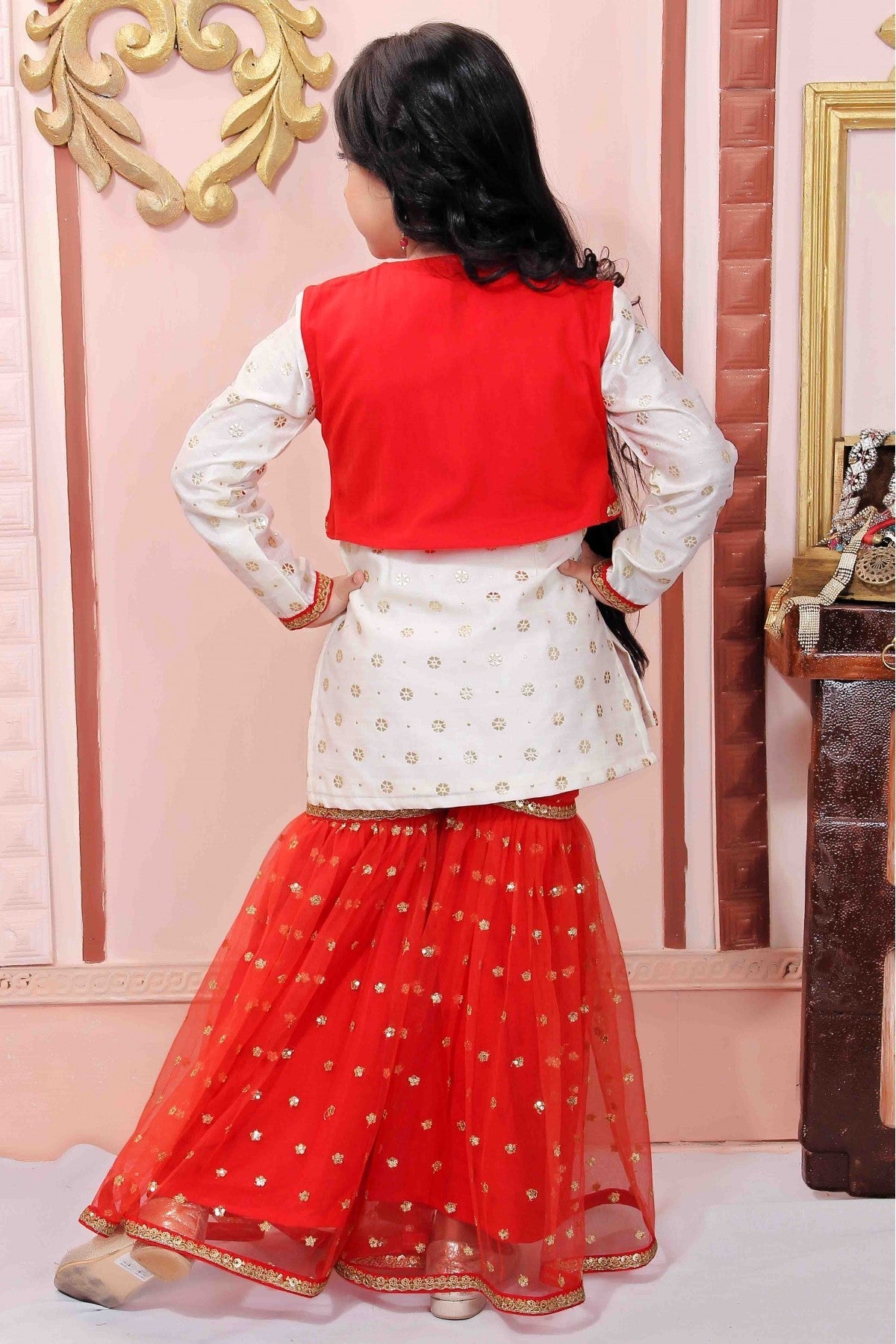 Off White Colour Chanderi Silk Party Wear Sharara Suit VSGW1070058