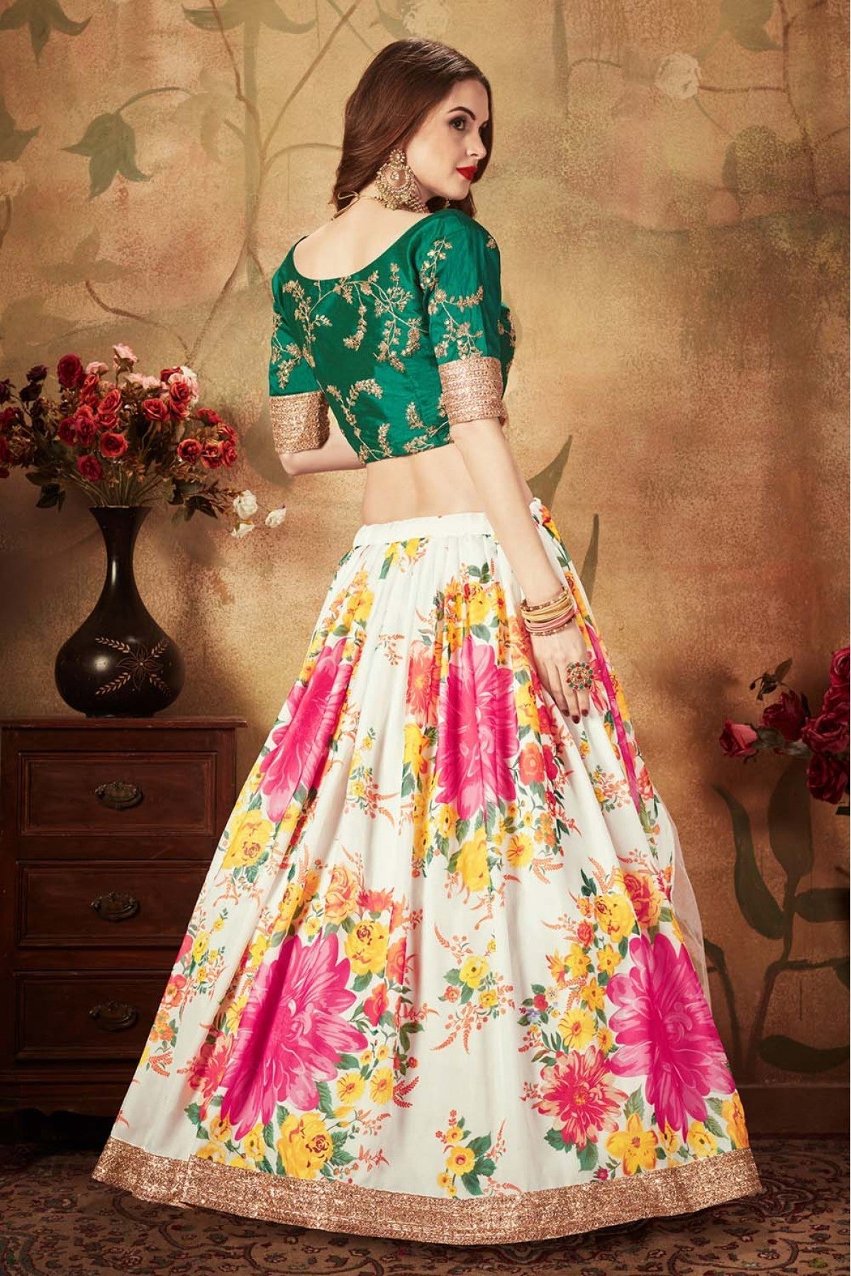 Off White Colour Organza Lehenga Choli VSLC1010077