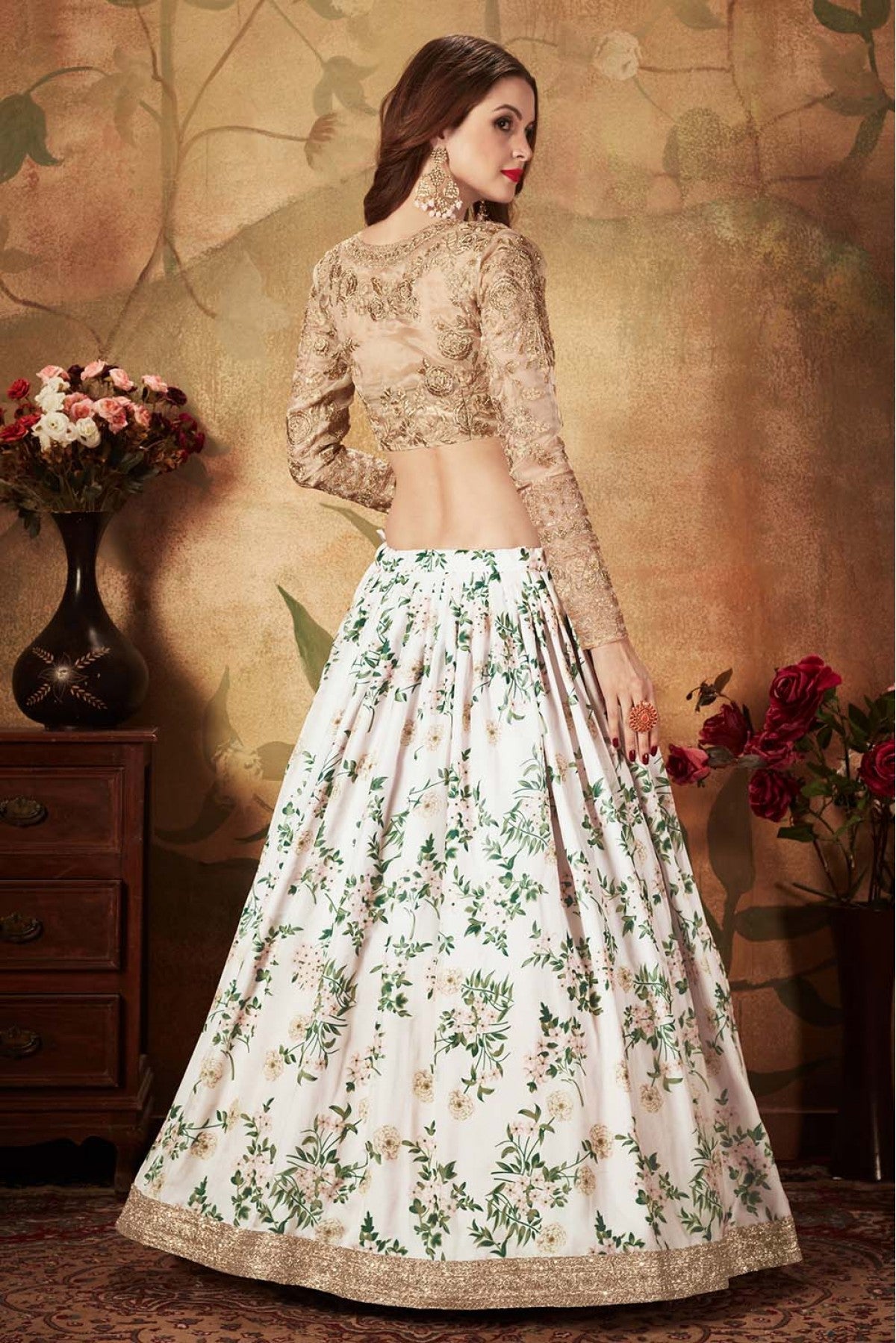 Off White Colour Organza Lehenga Choli VSLC1010081