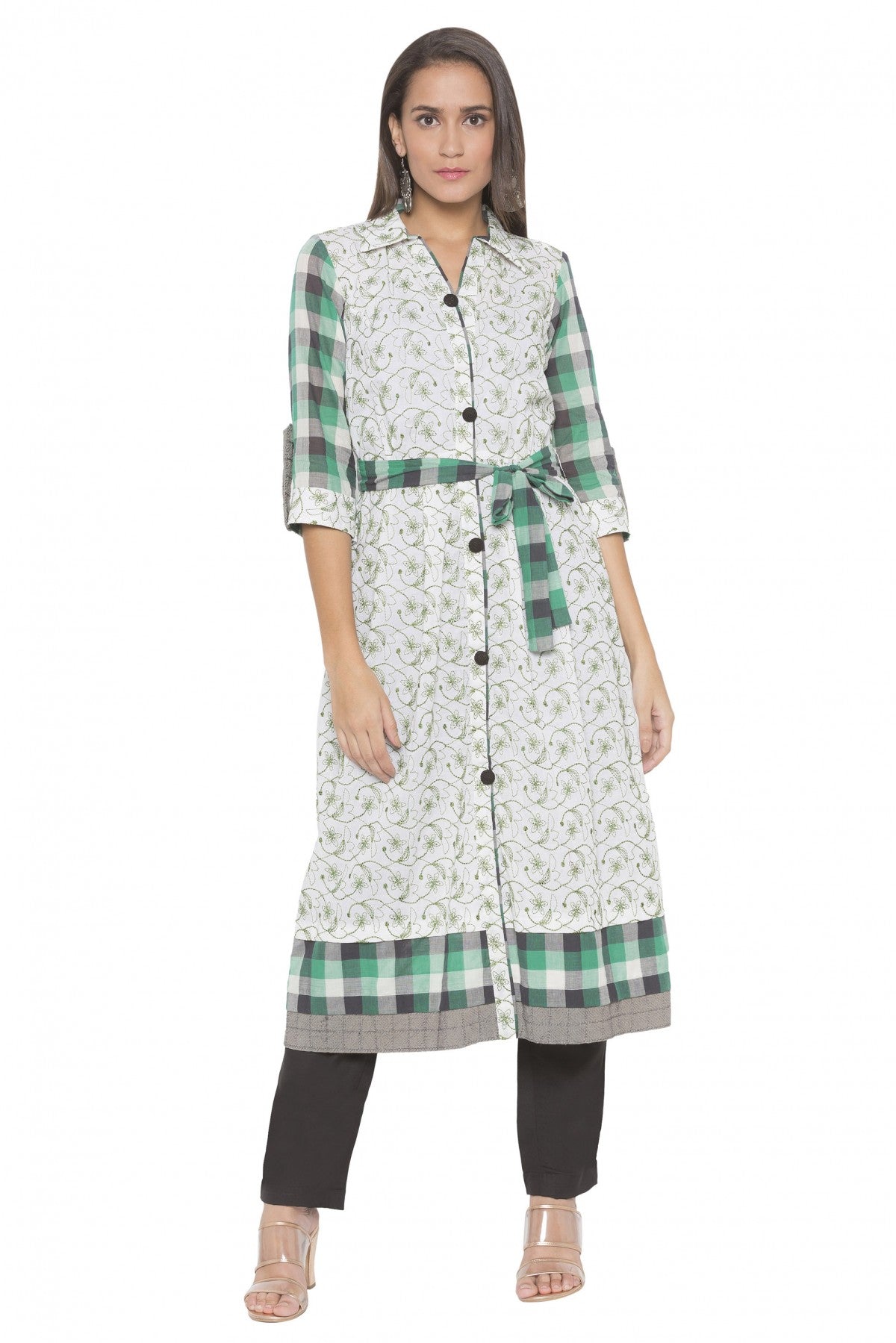 Off White Colour Plus Size Cotton Embroidery Kurta Set