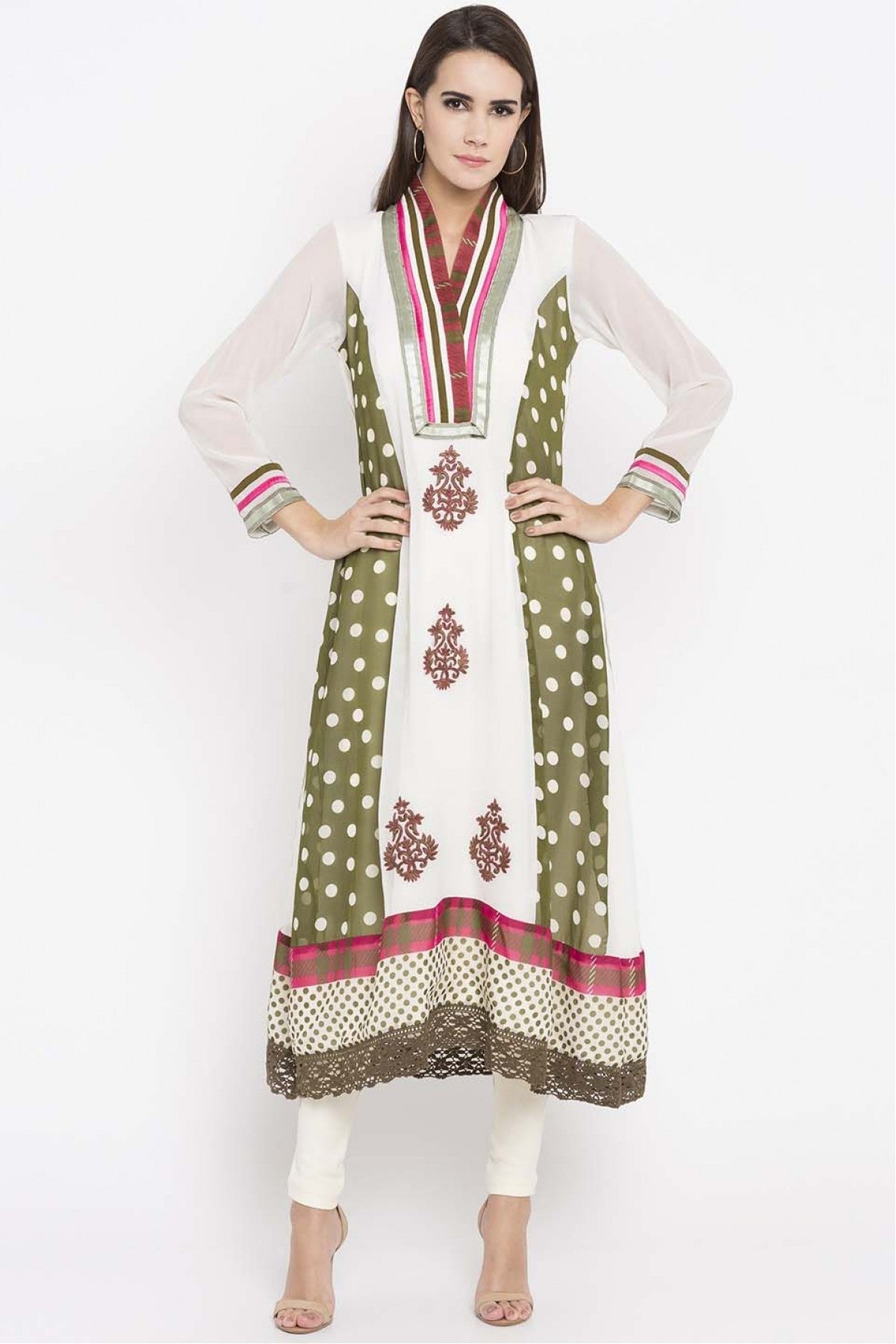 Off White Colour Plus Size Faux Georgette Kurti