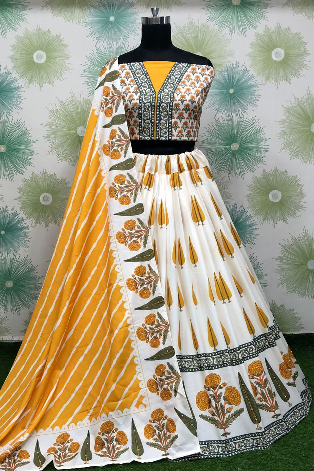 Off White Colour Silk Printed Lehenga Choli VSLC1020150