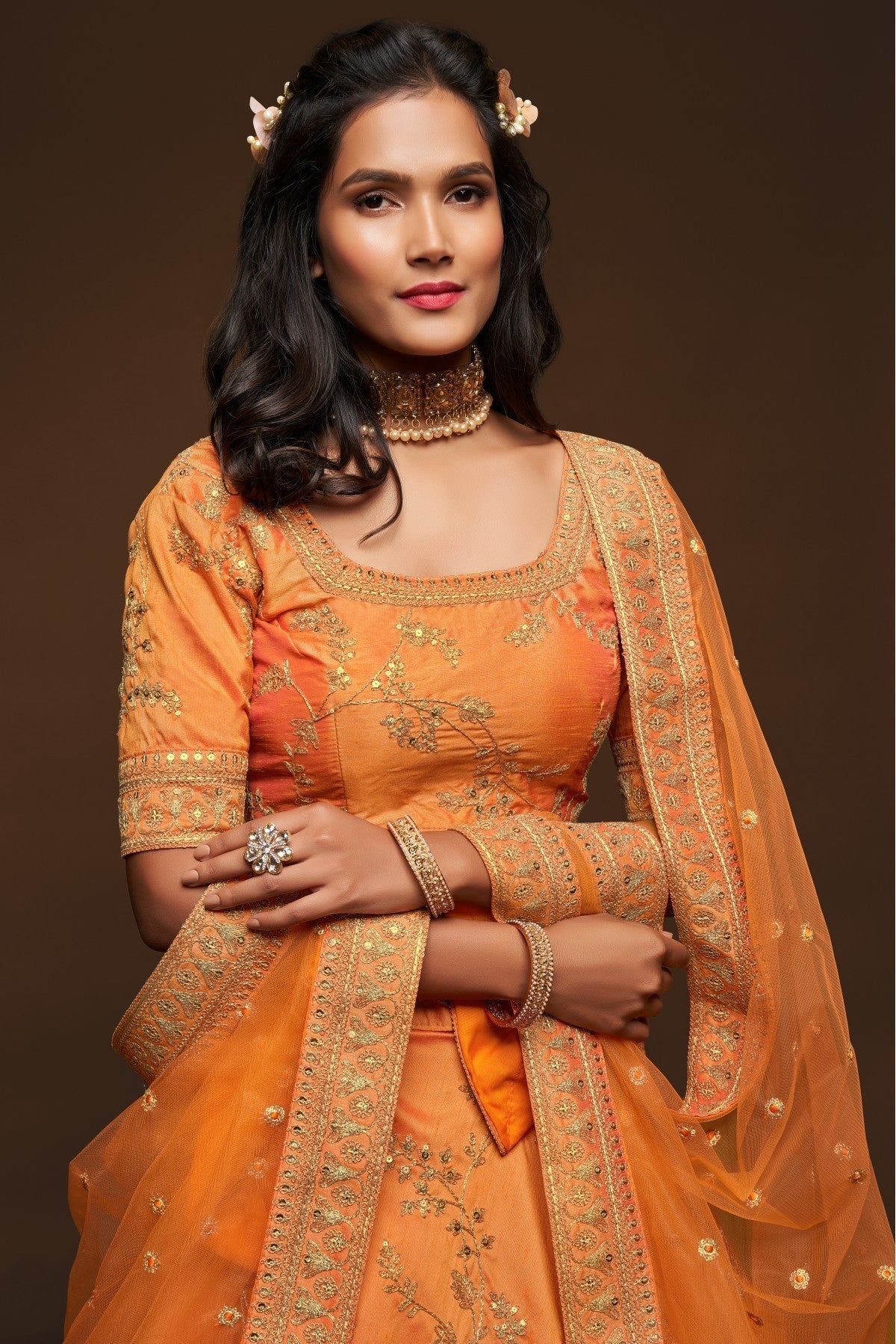Orange Colour Art Silk Lehenga Choli VSLC1010111