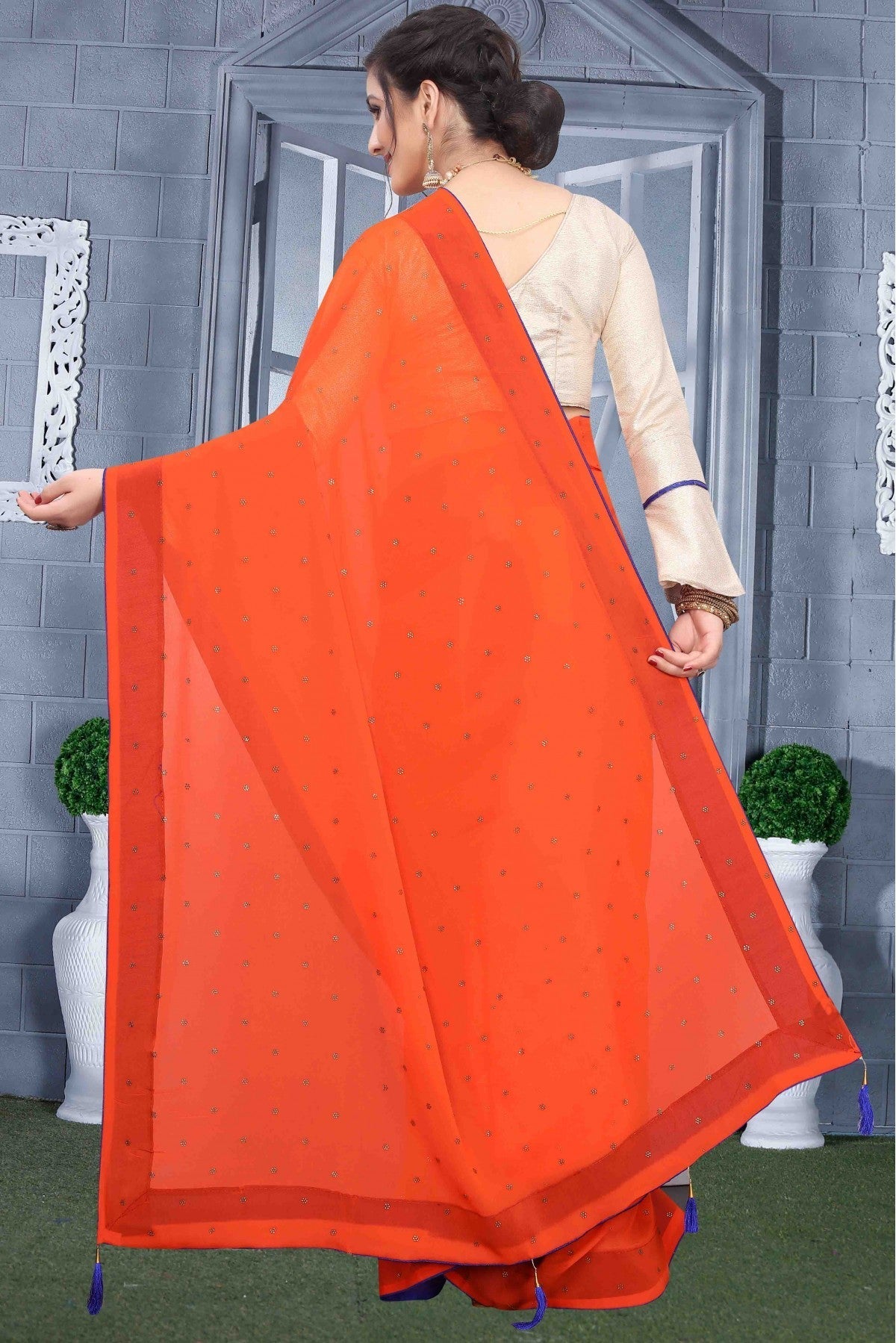 Orange Colour Georgette Party Wear Saree VSSD1120575