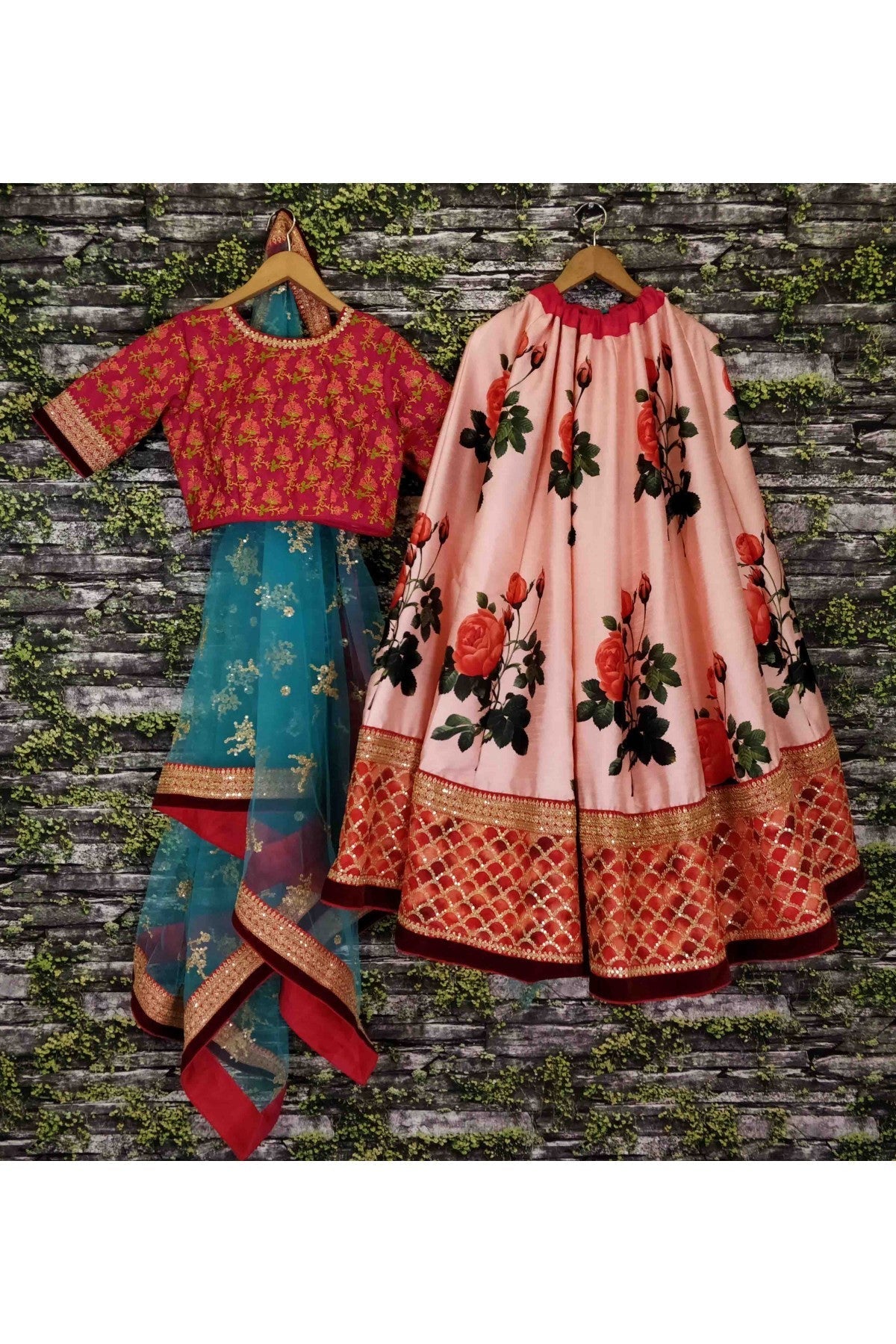 Peach Colour Art Silk and Banglori Silk Lehenga Choli VSLC1010002