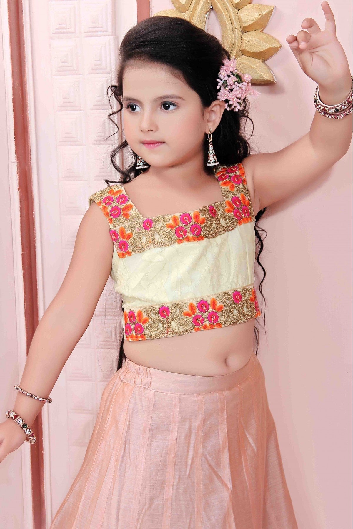 Peach Colour Chanderi Silk Party Wear Lehenga Choli VSGW1070001