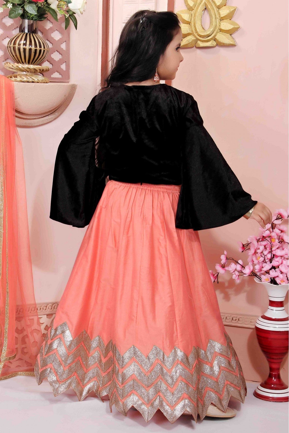 Peach Colour Cotton Silk Party Wear Lehenga Choli VSGW1070056