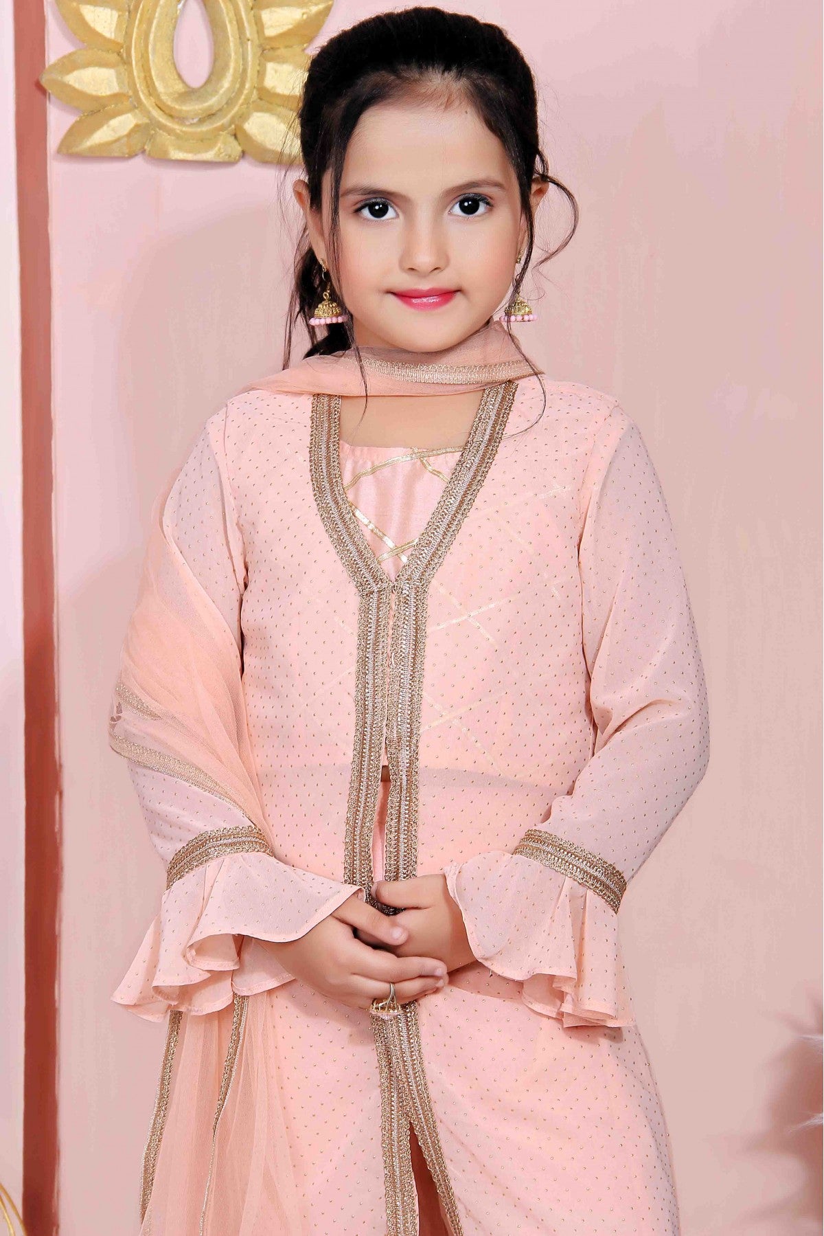 Peach Colour Faux Georgette Party Wear Pant Style Suit VSGW1070023