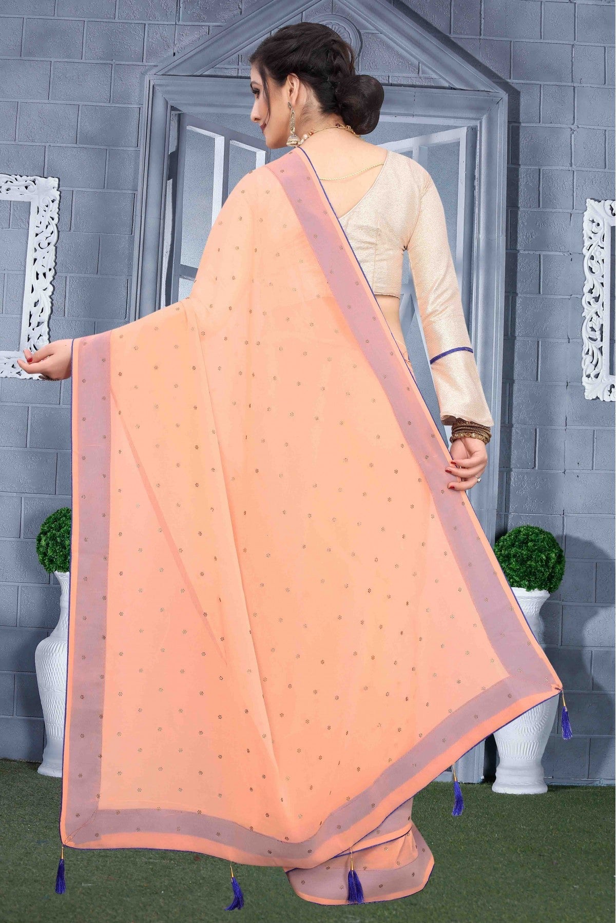 Peach Colour Georgette Party Wear Saree VSSD1120584