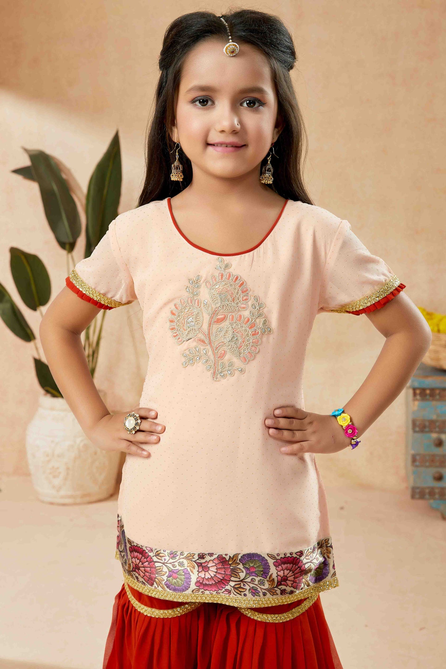 Peach Colour Net Sharara Suit VSGW1070774