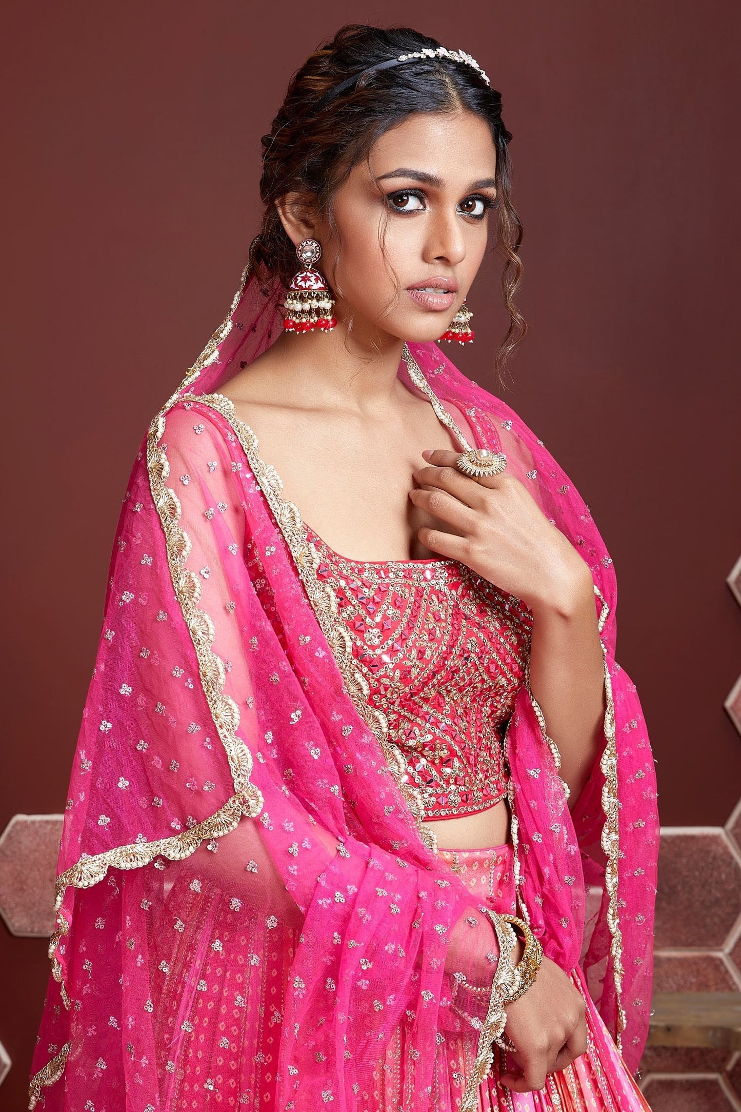 Pink Chinnon Silk Designer Lehenga Choli VSLC1010163