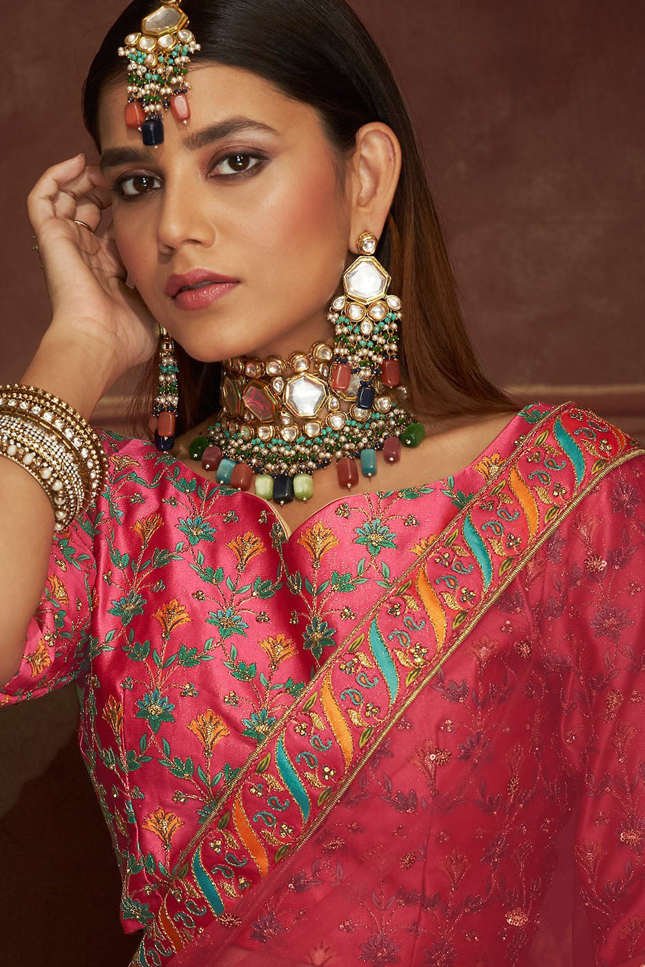 Pink Colour Art Silk Embroidery Lehenga Choli VSLC1150113