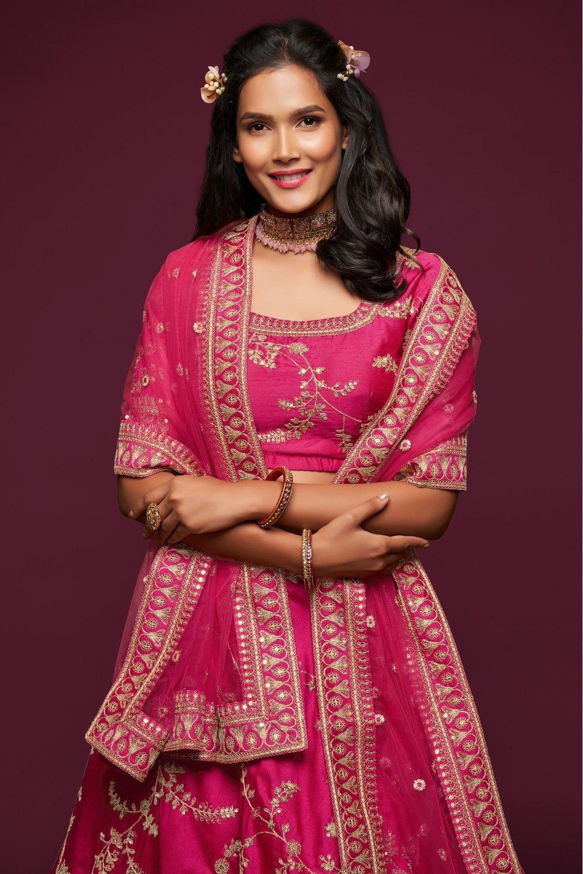 Pink Colour Art Silk Lehenga Choli VSLC1010108