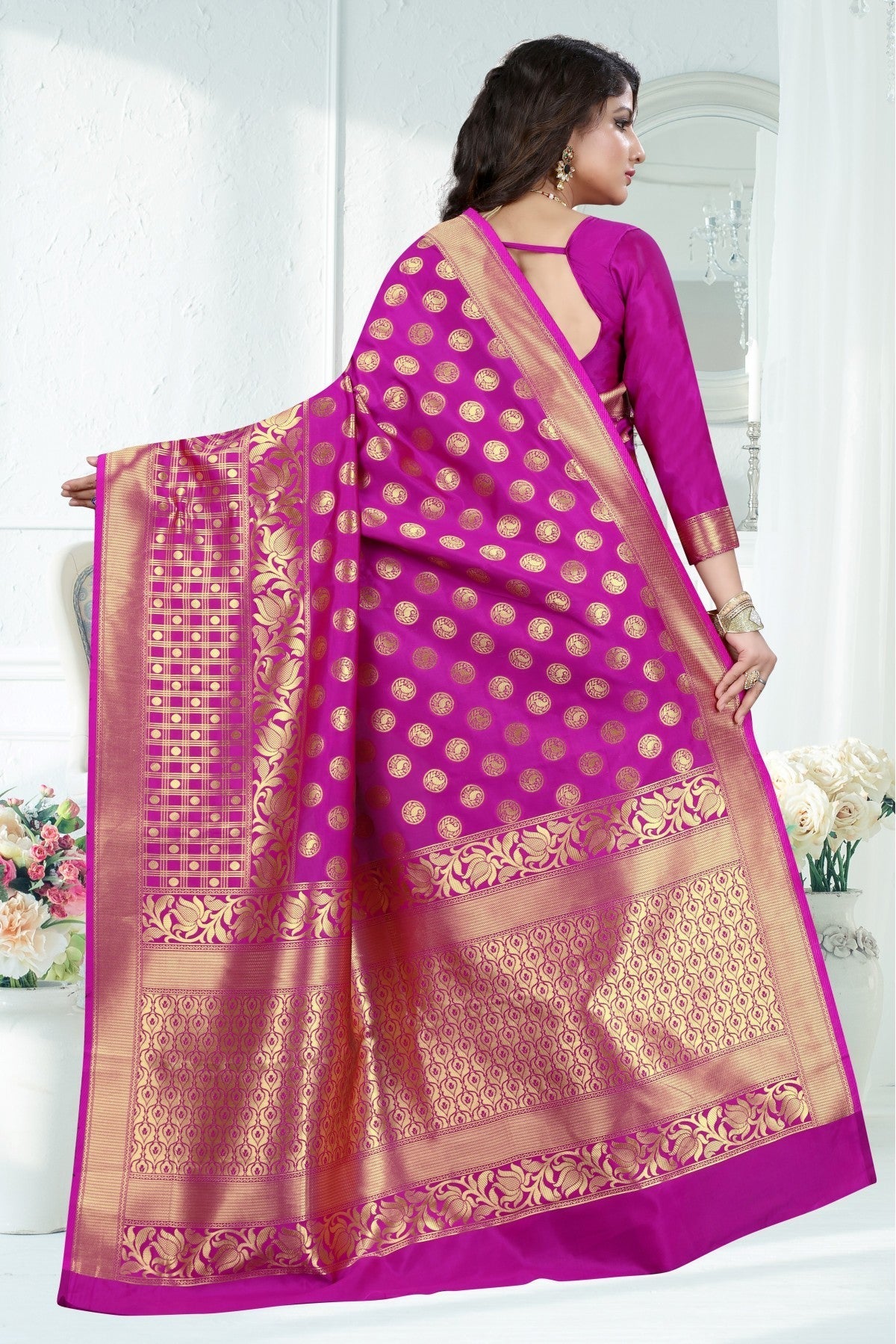 Pink Colour Banarasi Art Silk Woven Saree VSSD1120783