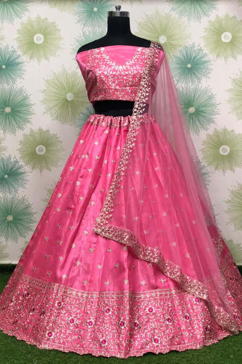 Pink Colour Bangalori Satin and Silk Lehenga Choli VSLC1020115