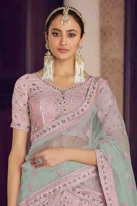 Pink Colour Crepe Thread Work Lehenga Choli