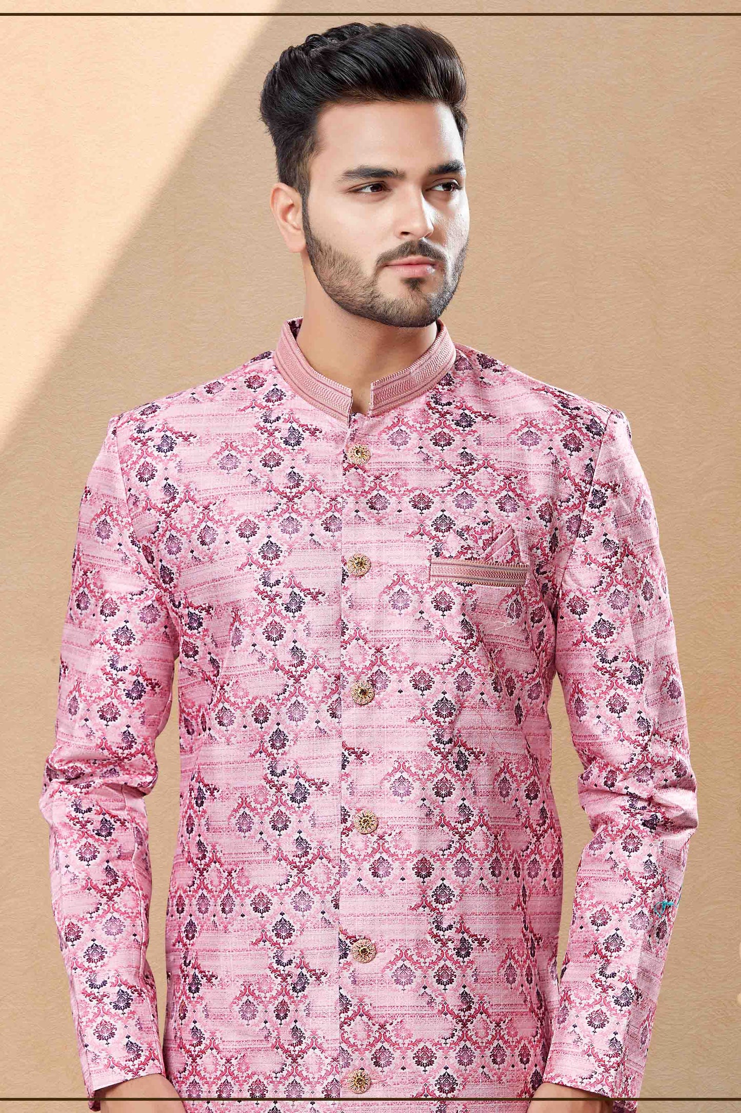 Pink Colour Dhoti Sherwani In Jacquard Fabric VSSH1040386