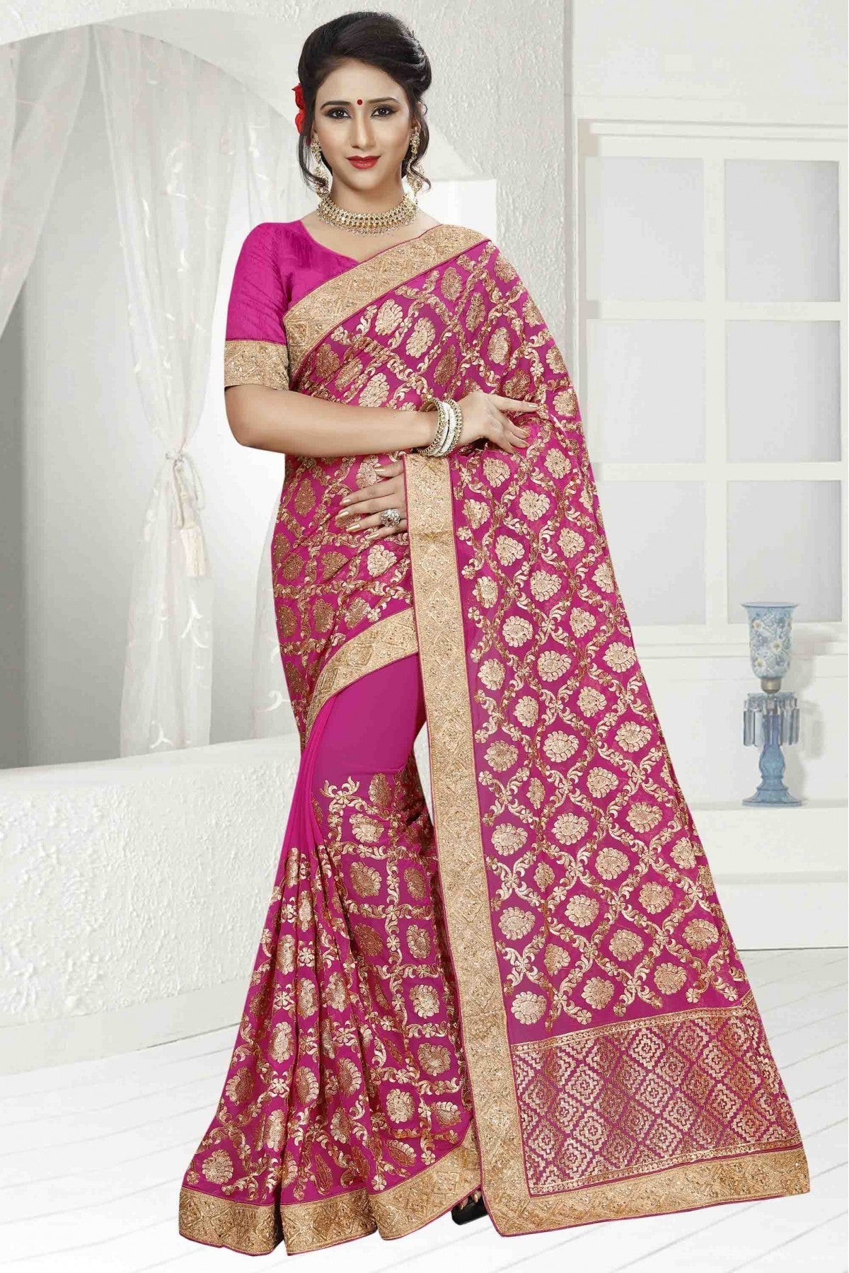 Pink Colour Georgette Designer Saree VSSD1090005