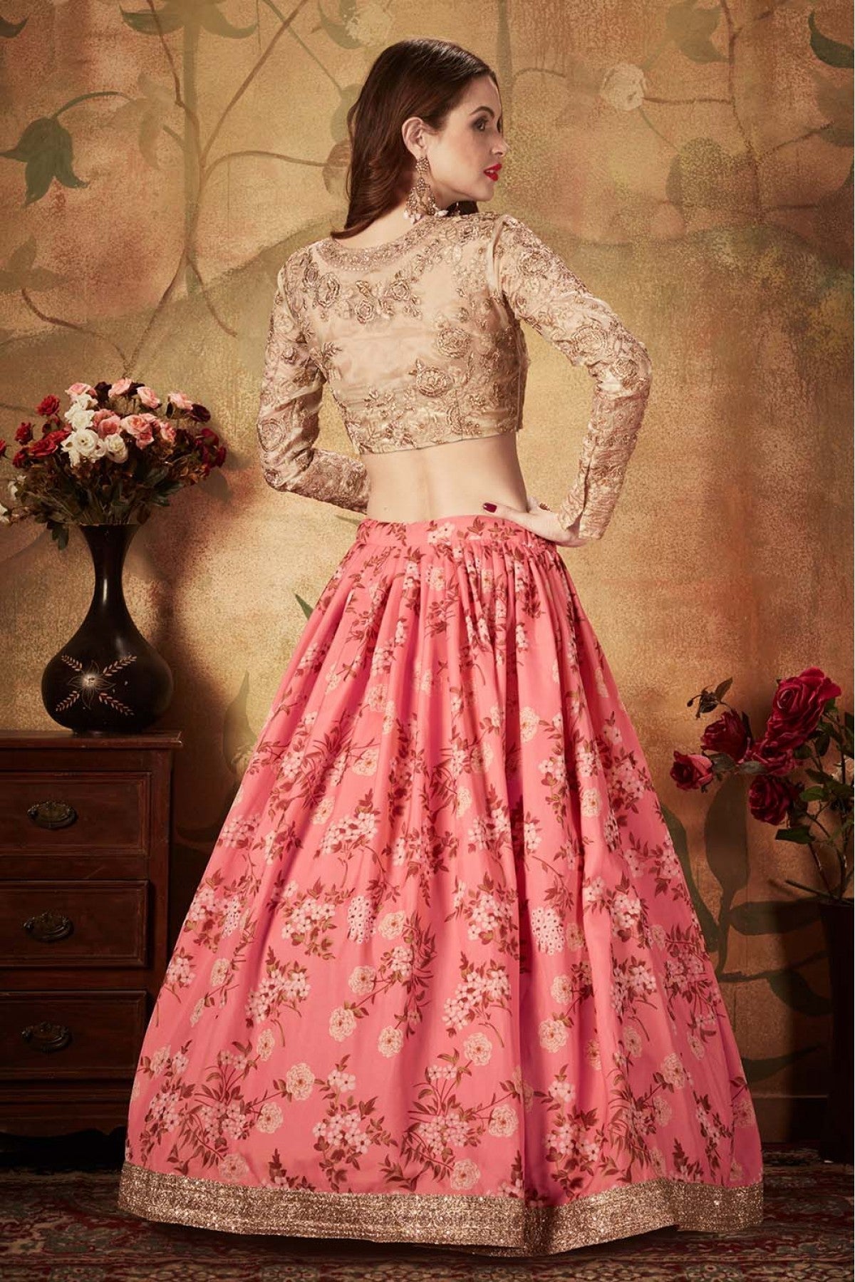 Pink Colour Organza Lehenga Choli VSLC1010080