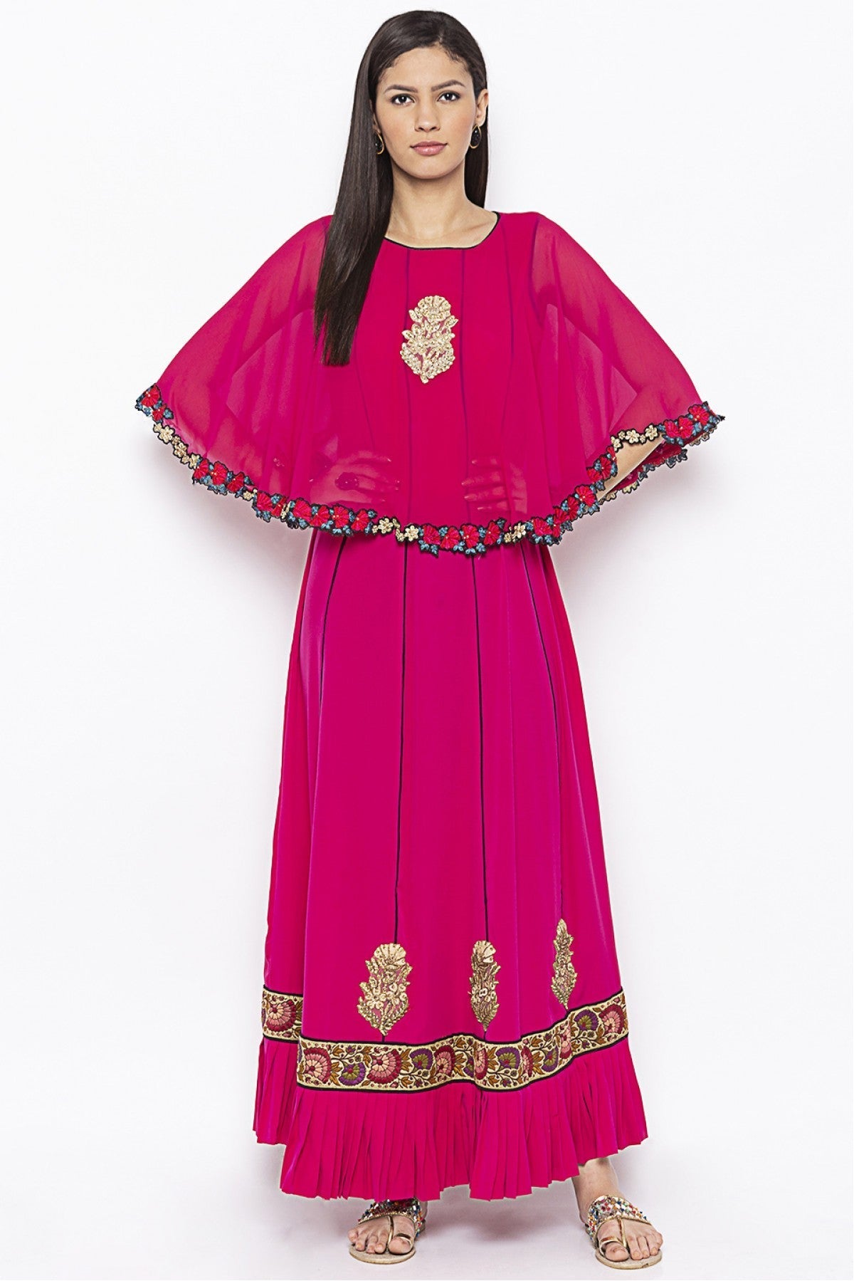 Pink Colour Plus Size American Crepe Embroidery Kurta Set VSKR1070610