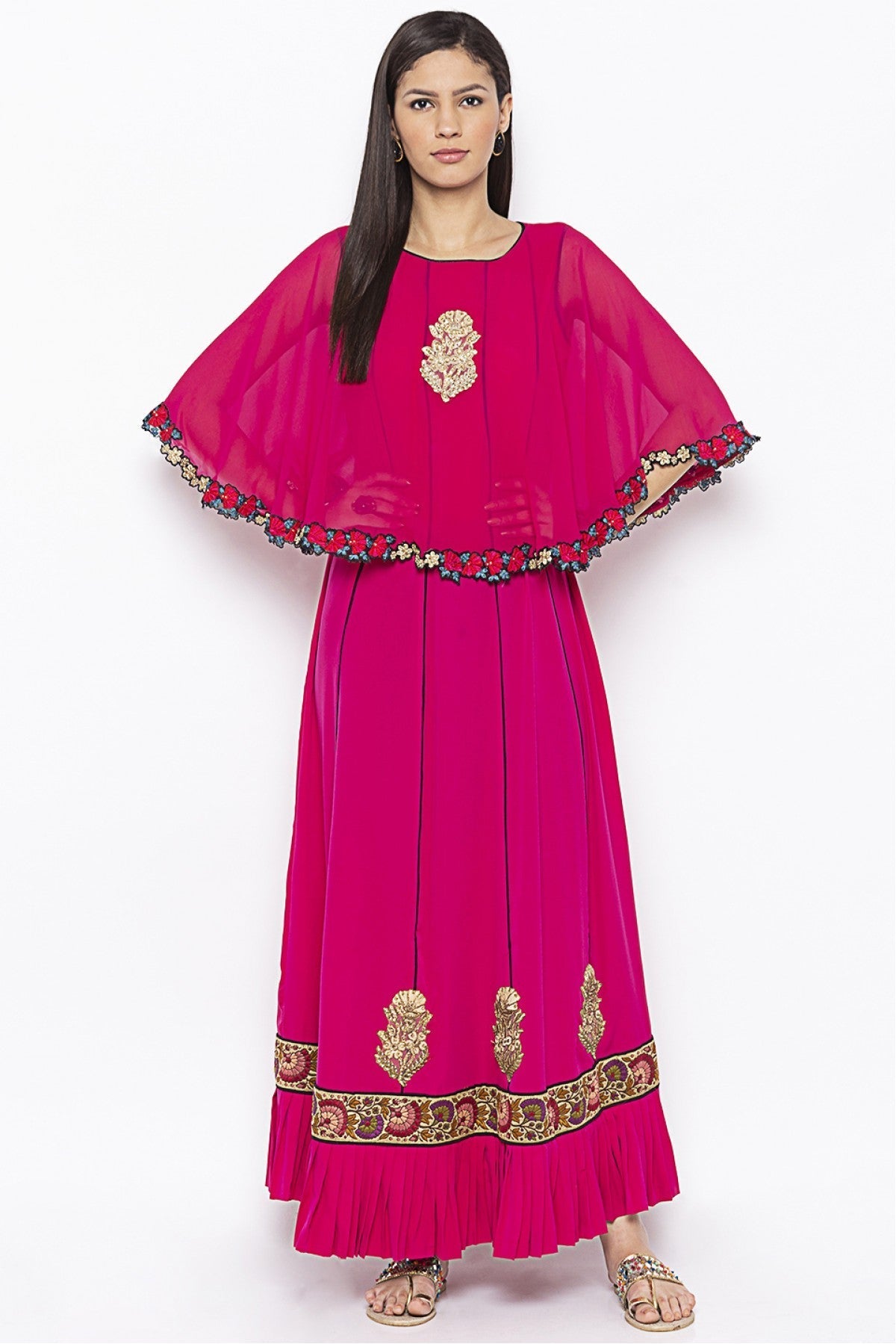 Pink Colour Plus Size American Crepe Embroidery Kurti