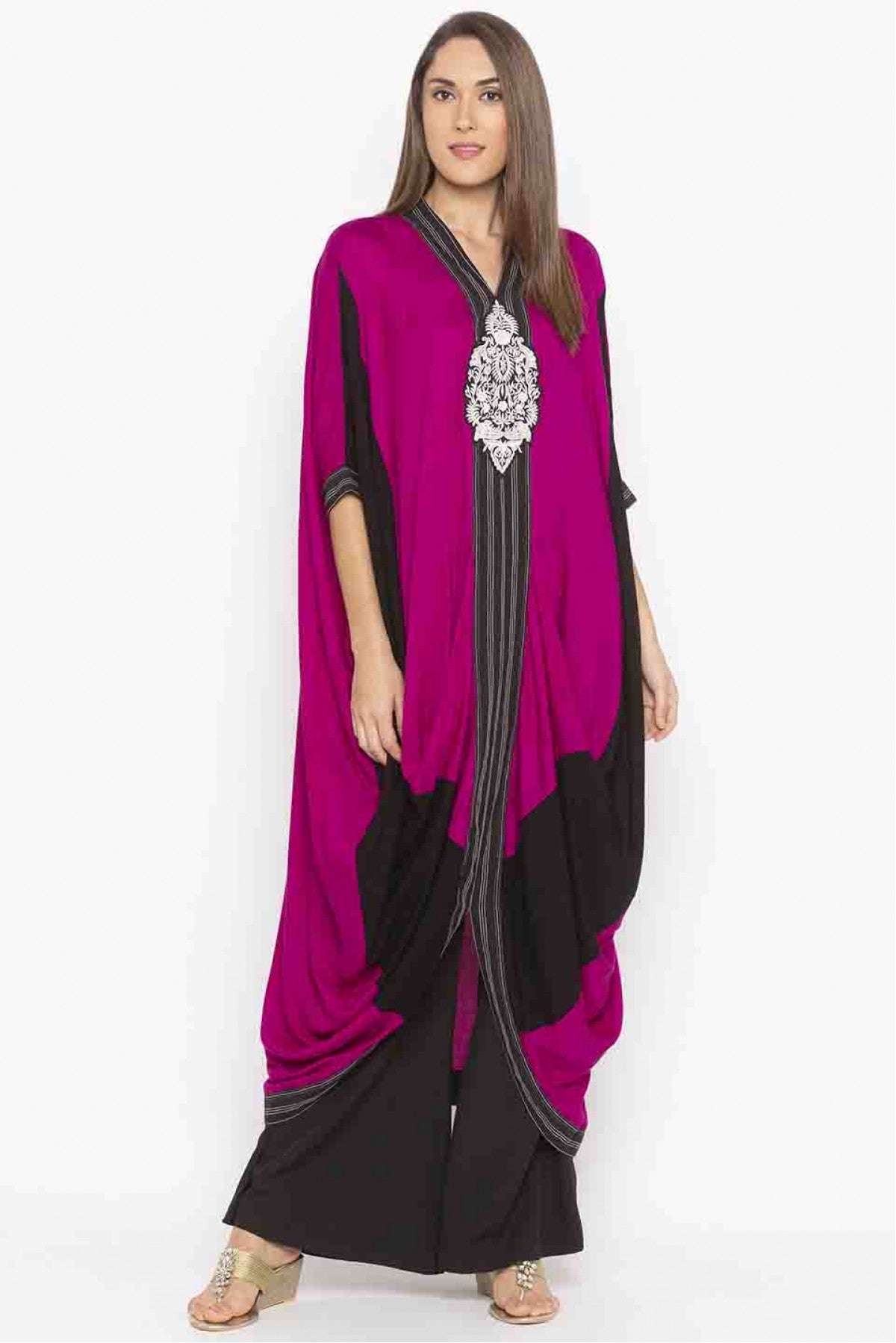 Pink Colour Plus Size Cotton Embroidery Kurti