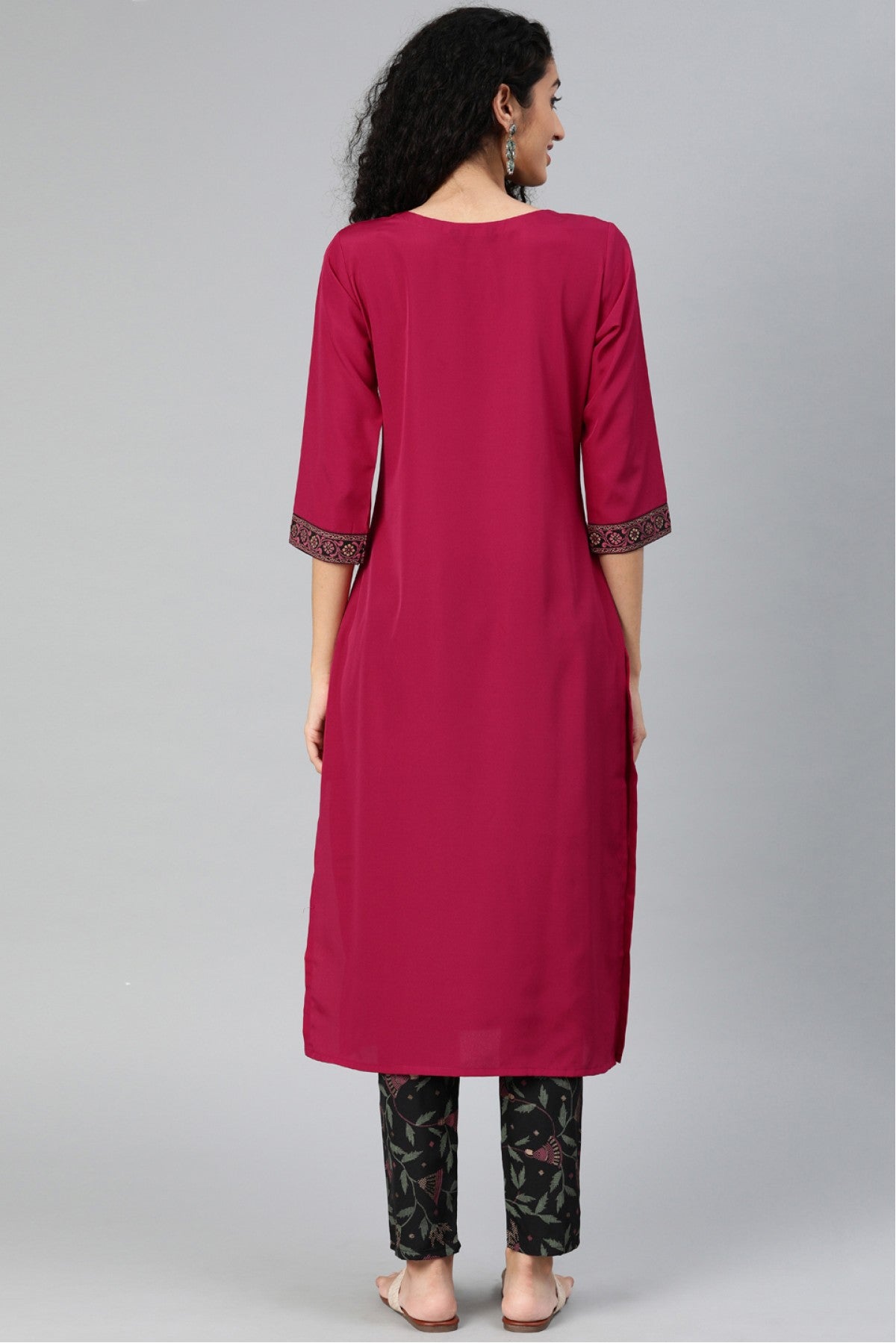 Pink Colour Plus Size Crepe Kurta Set VSKR1060128